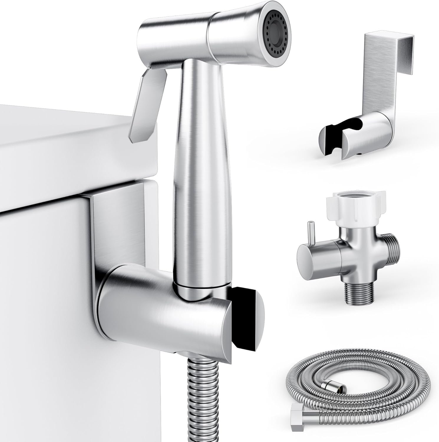 Purrfectzone Bidet Sprayer for Toilet, Handheld Sprayer Kit, Cloth Diaper Sprayer Set – Easy to Install – Stainless Steel