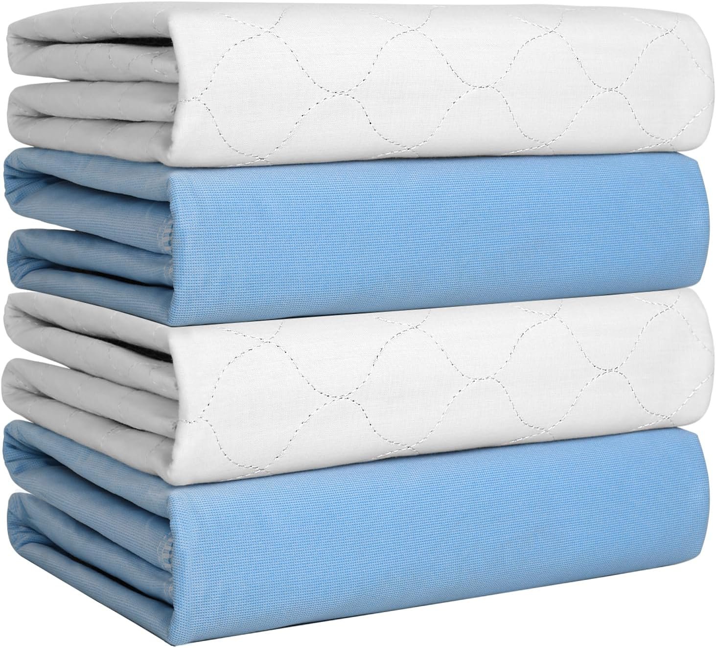 Heavy Absorbency Bed Pad, Washable and Reusable Incontinence Bed Underpads, 34″X36″ (4 Pack), Waterproof Mattress Protector