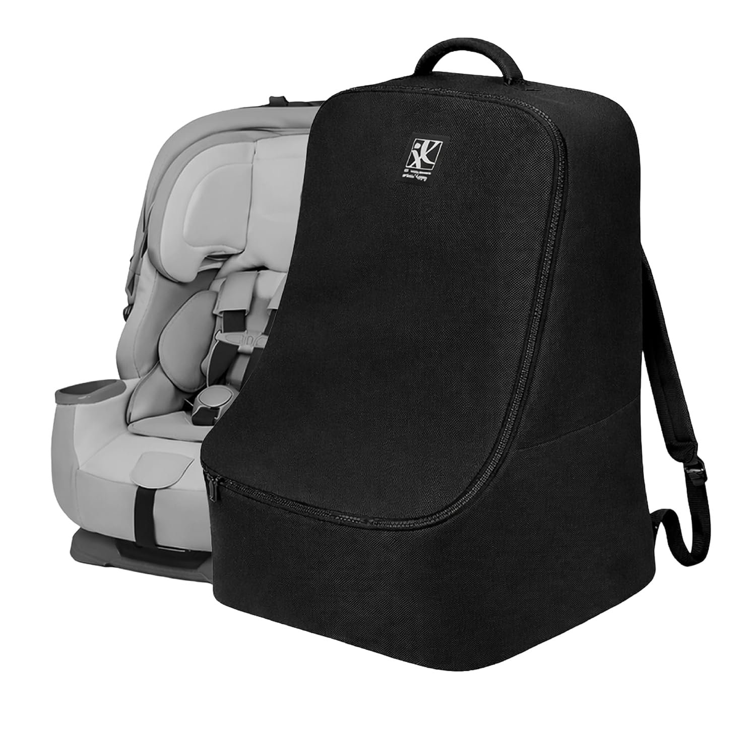 J.L. Childress Padded Backpack Car Seat Bag – Car Seat Travel Bag for Airplane, Cover Fits Most Baby & Infant Carriers & Boosters, Airport Accessories for Gate Check or Baggage Check – Ultimate, Black