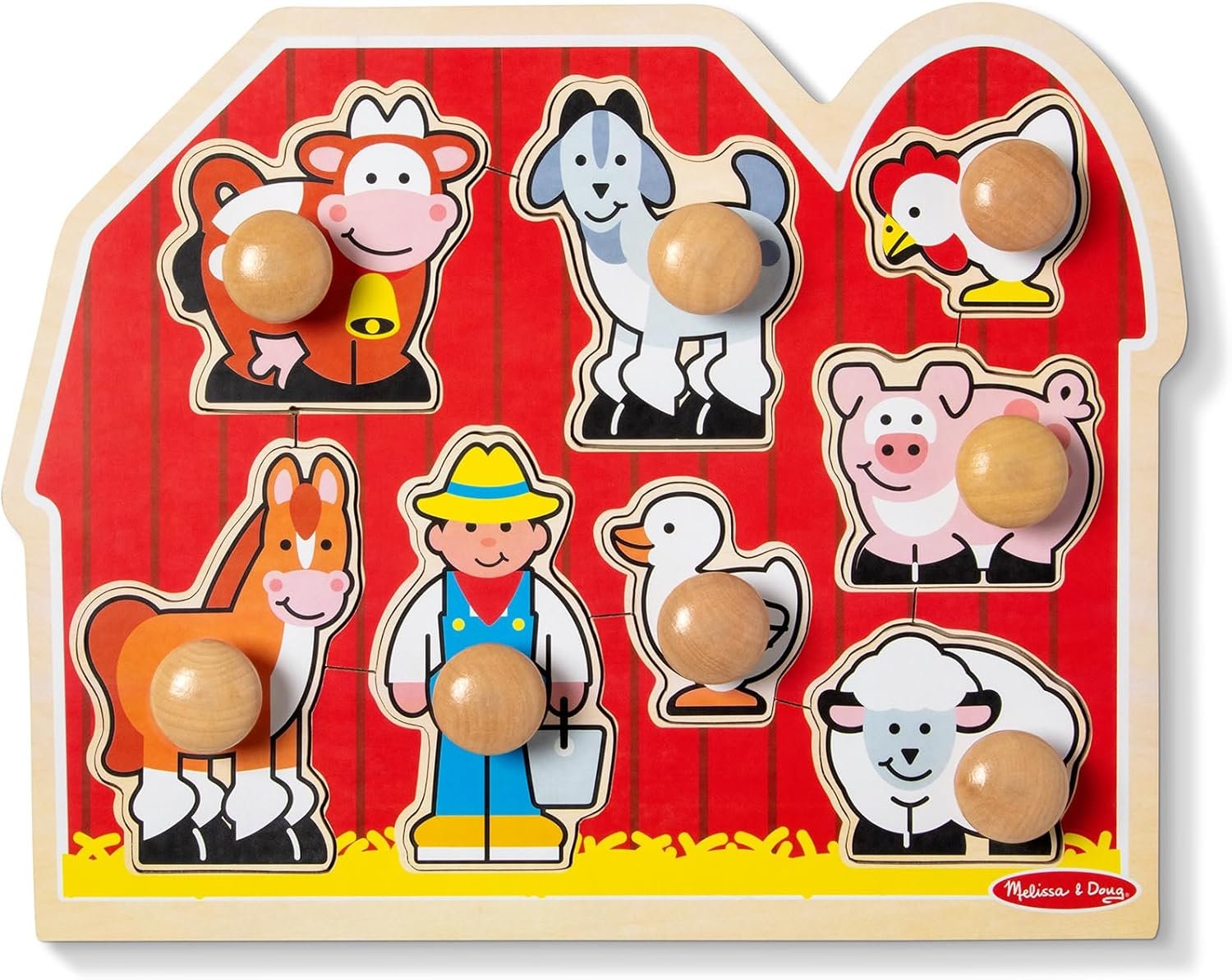 Melissa & Doug Large Farm Jumbo Knob Puzzle 8PC, 1 EA