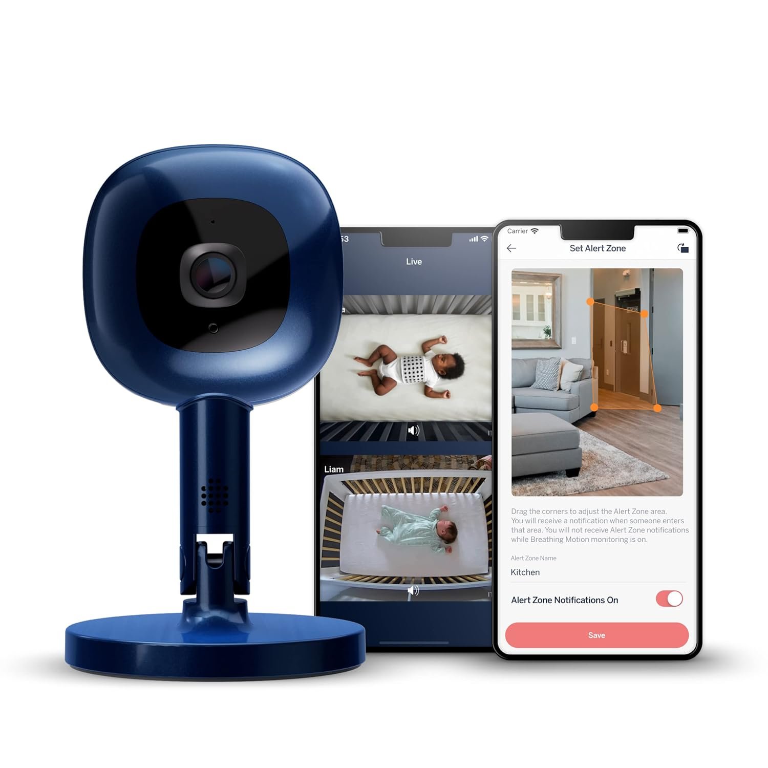 Nanit Pro Smart Baby Monitor & Flex Stand – 1080p Secure Wi-Fi Video Camera, Sensor-Free Sleep & Breathing Motion Tracker, 2-Way Audio, Sound & Motion Alerts, Night Vision, and Breathing Band – Blue