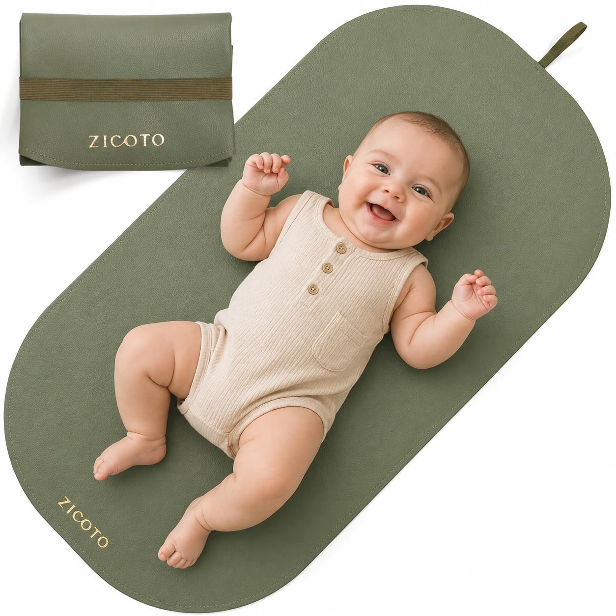 Beautiful Baby Diaper Changing Mat Made of Vegan Leather – Soft and Easy to Wipe Changing Pad for Travel or at Home Use – Lightweight and Foldable Mat that Perfectly Fits Into Any Diaper Bag