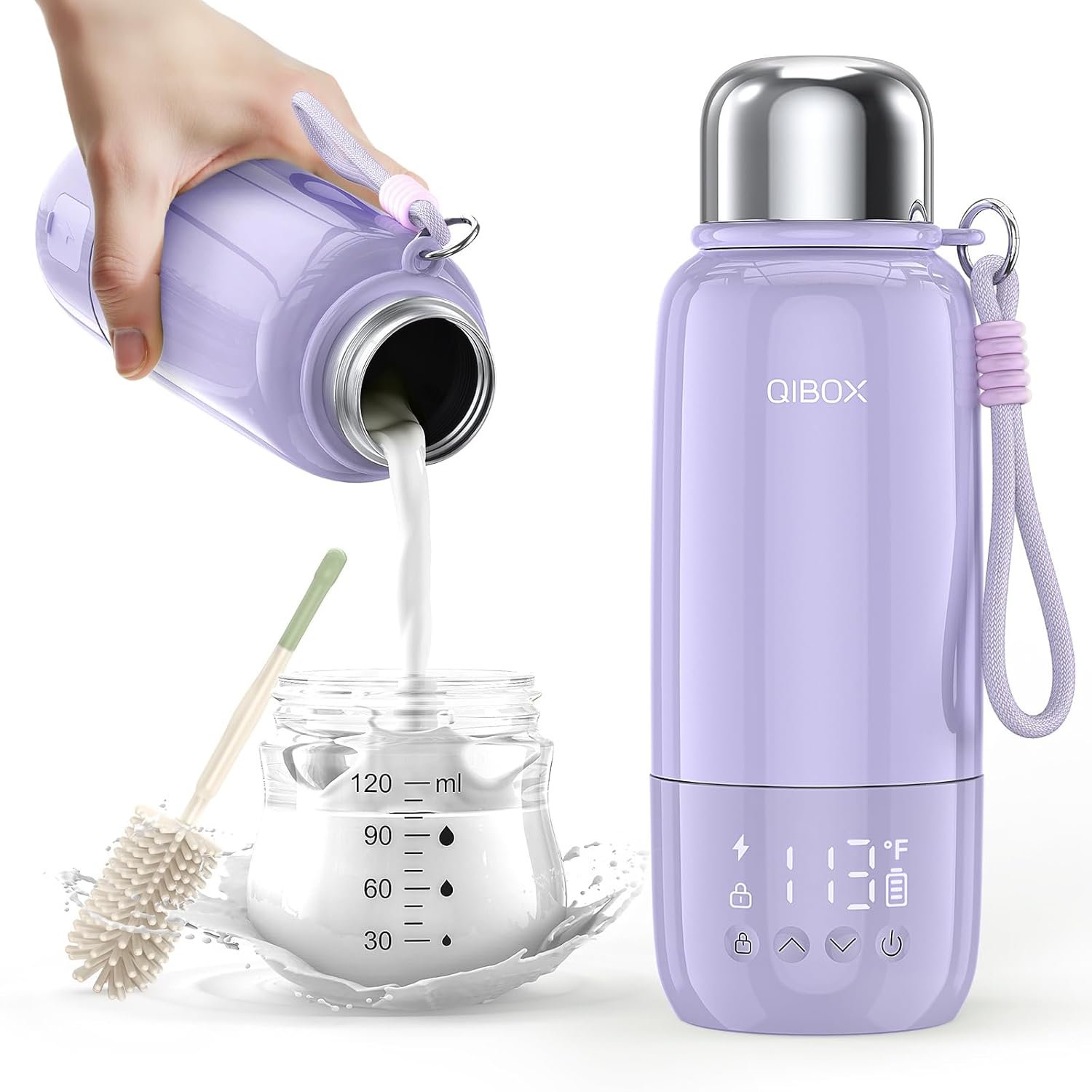 Portable Bottle Warmer for Travel – 3Min Fast Heating of Breast Milk and Formula, 36W and Higher Fast Charge, 17 Ounces Large Capacity, Baby Bottle Warmer On The Go for Outdoor Airplane and Car