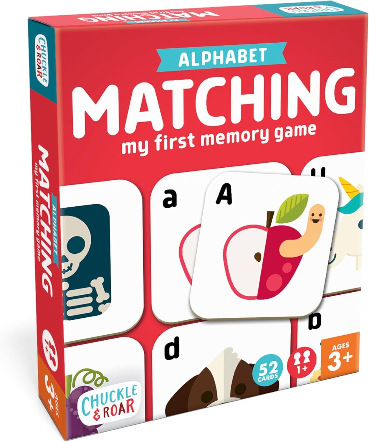 Chuckle & Roar Alphabet Matching Memory Game – Multicolor Tiles Concentration-Boosting Toddler Games – Uppercase & Lowercase Alphabet Learning – Travel-Friendly Matching Activity for Toddlers 3+