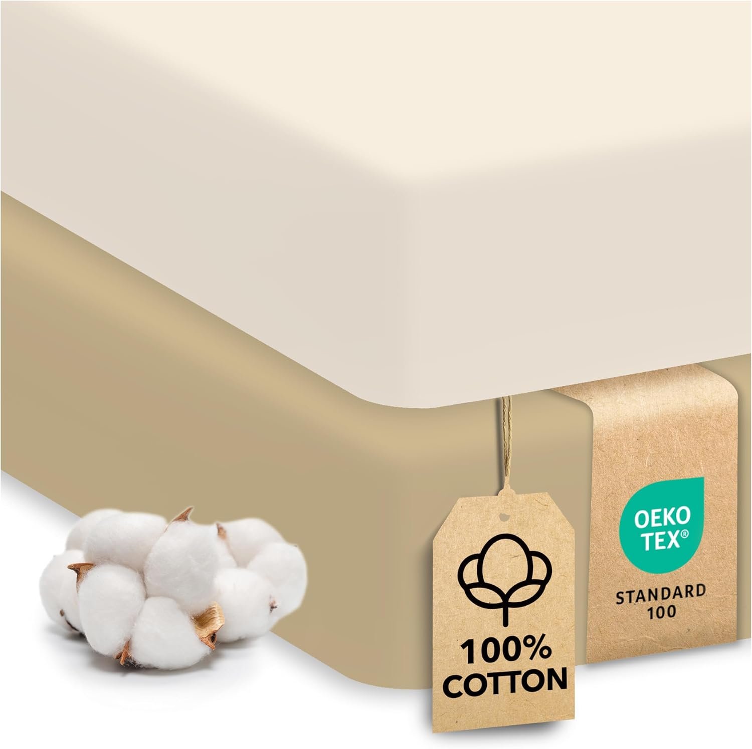 Cotton Crib Sheets 2 Pack – Sweety Fox Mini Fitted Sheets for Baby Boys and Girls, Soft Jersey Knit for Crib or Toddler Bed, Pecan and Cream