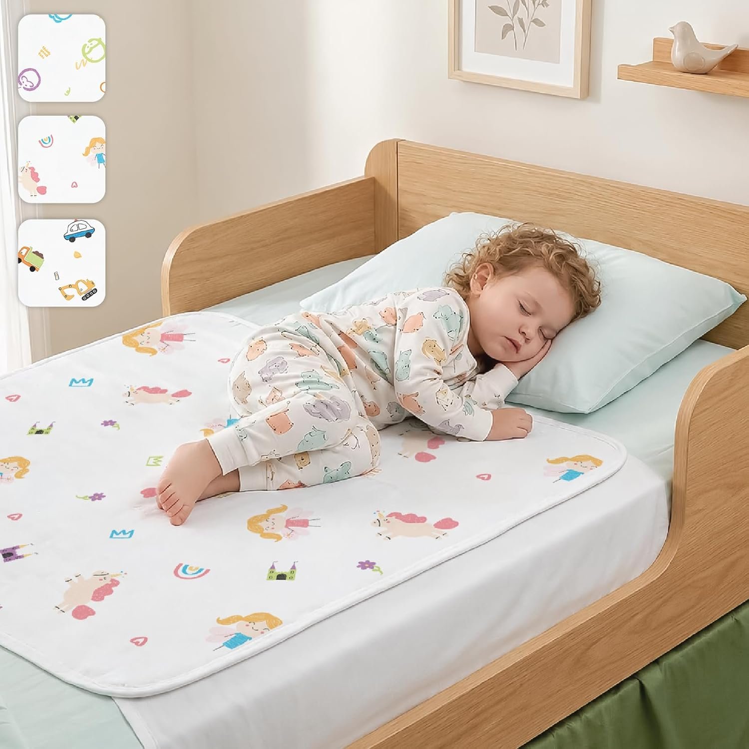 Tuckable Potty Training Pee Pads for Kids, Potty Training Bed Pads for Toddlers, 100% Waterproof Mattress Protector, Non-Slip Bed Wetting Pad, Reusable & Washable Underpads (Fairy Fantasy Design)