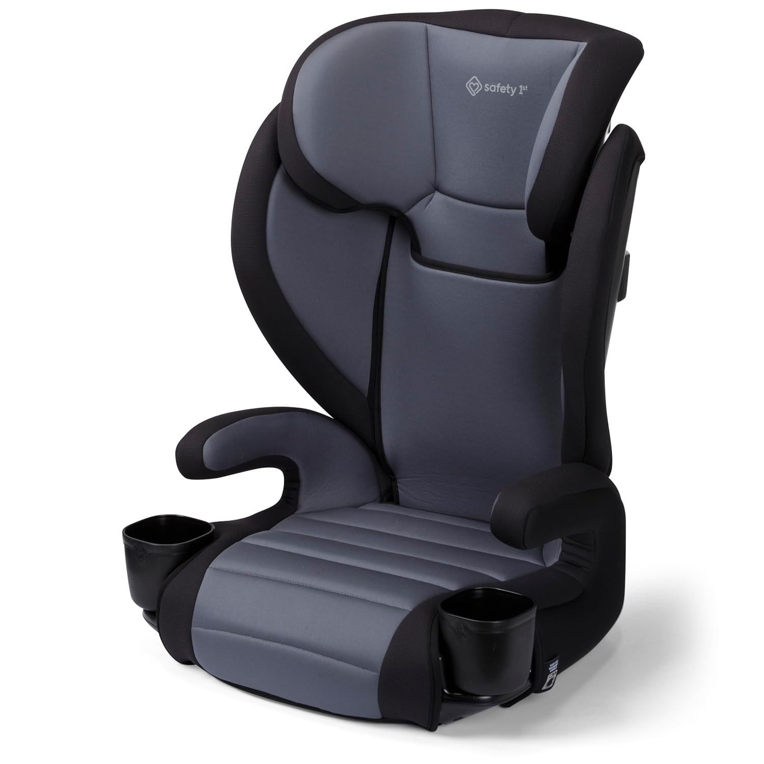 Safety 1st Grow and Go 2-in-1 Booster Car Seat with ComfortWings, Converts High-Back to Backless, 19″ Wide, Fits 3 Across, Lightweight, Foldable, Easy-Clean, Cup Holders, 40-100 lbs, Black Sand