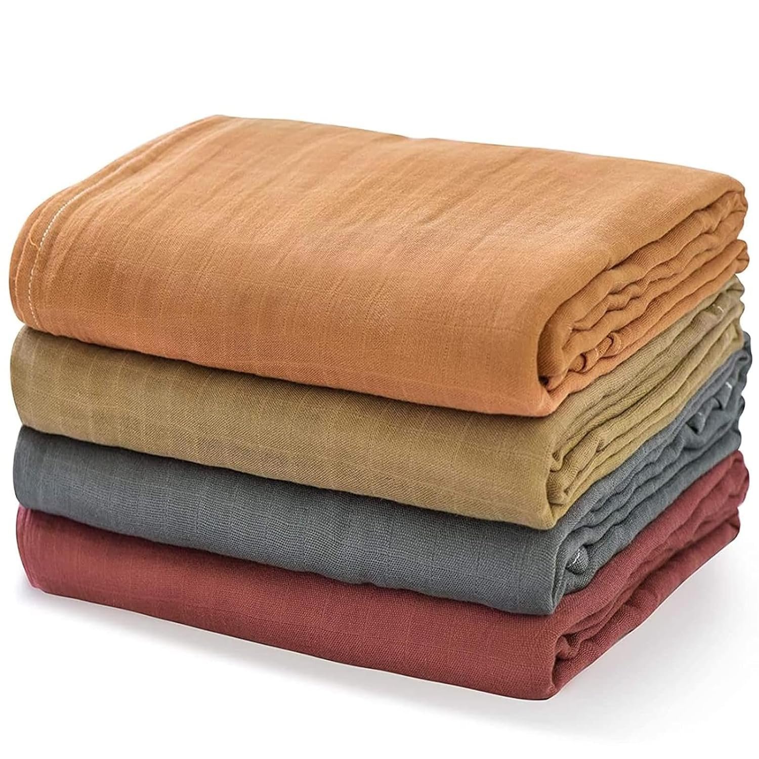Momcozy Muslin Swaddle Blankets, 4-Pack Breathable and Skin-Friendly Receiving Blankets, Swaddle Blanket Shower Gifts & Baby Registry Essentials, Large 47″x47″, Warm Amber
