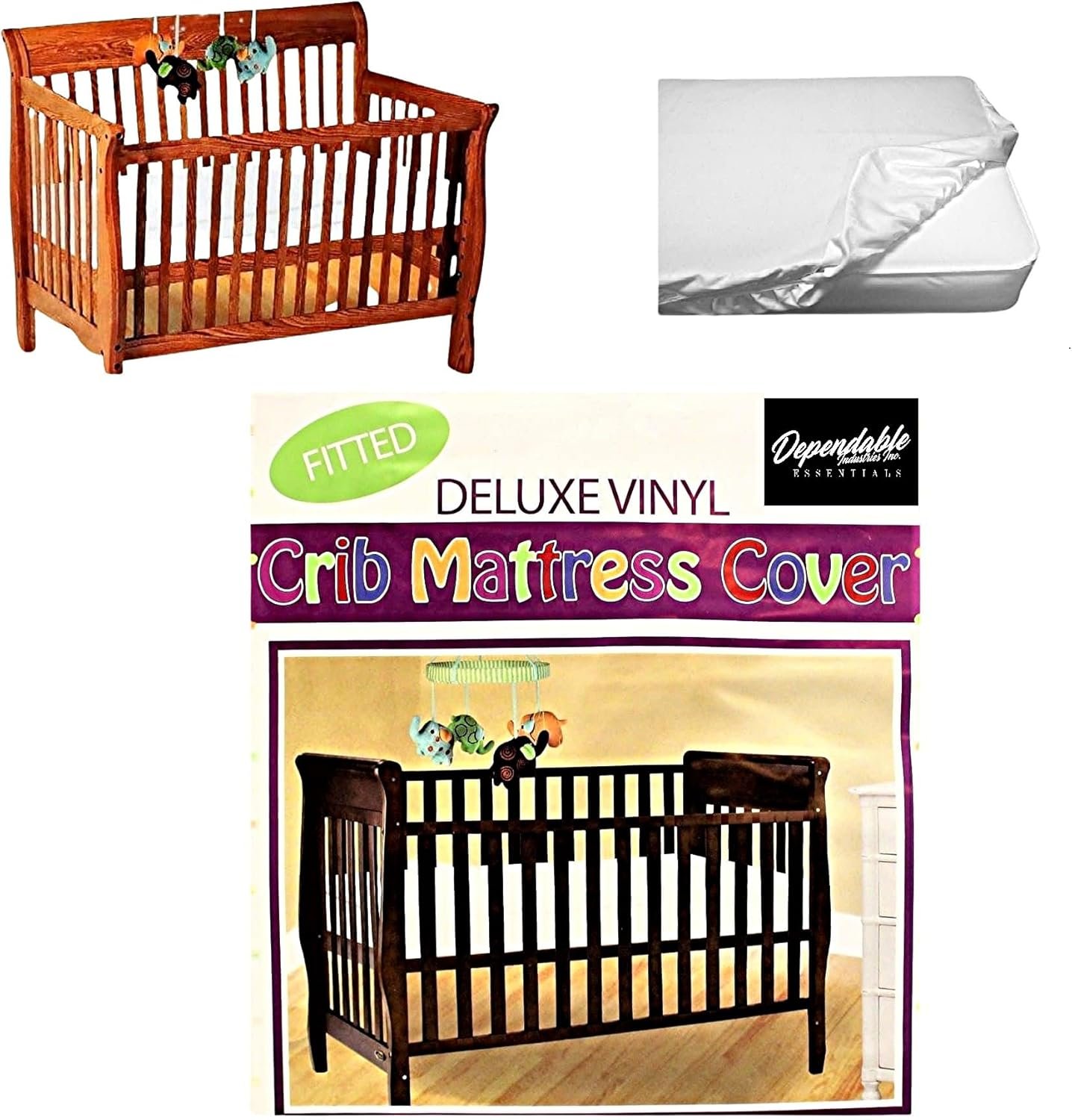 Deluxe Vinyl Fitted Crib Mattress Cover Protector 28″ x 52″ Standard Size Waterproof Protects and Keeps Mattress Clean and Dry