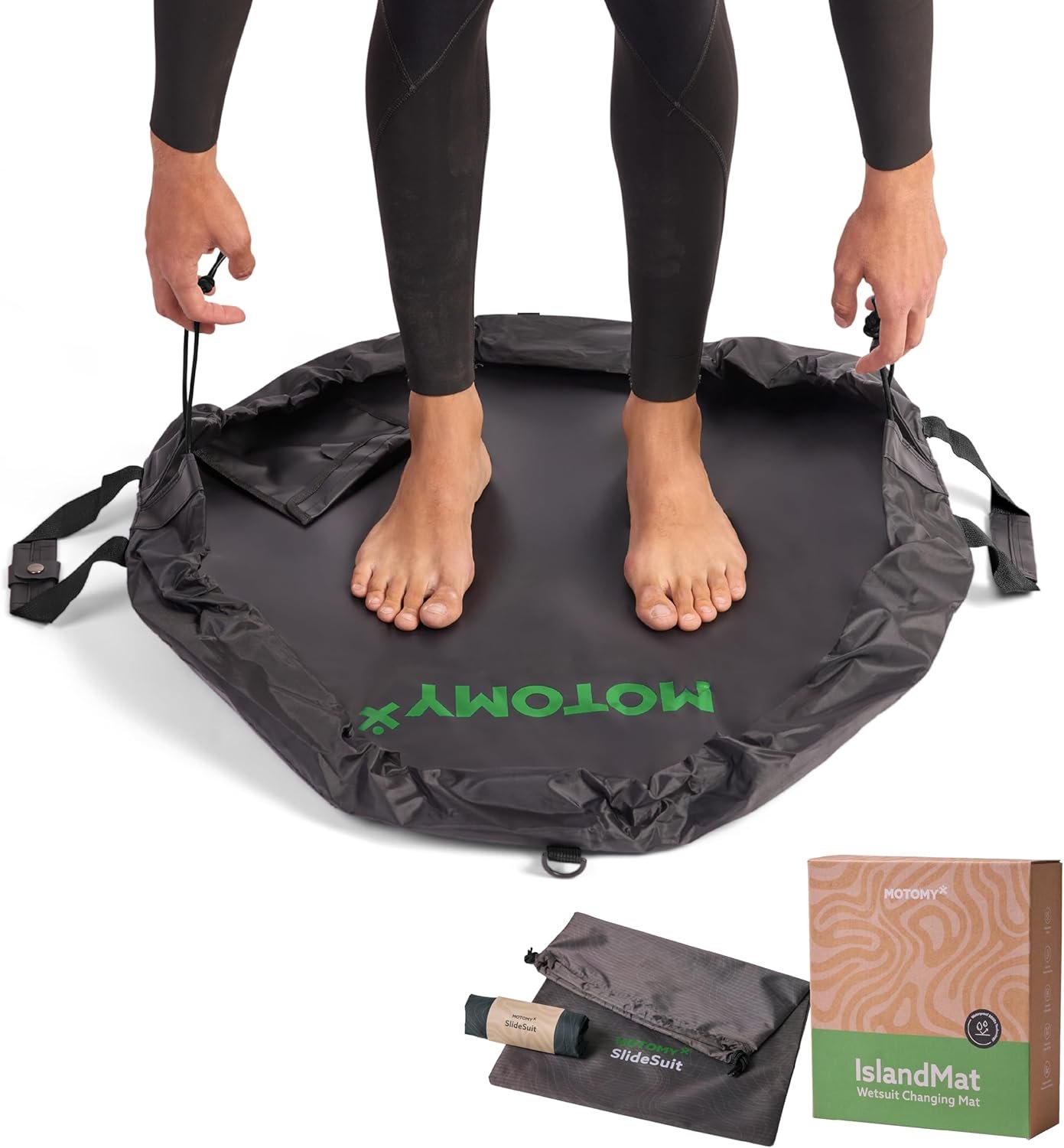 IslandMat Wetsuit Changing Mat; Compact 2-in-1 Wetsuit Bag with Waterproof 5000X Tech; Keep You & Surfing Accessories Clean; Keep Your Car Clean & Dry; Surf Gift for Water Sports & Scuba Diving