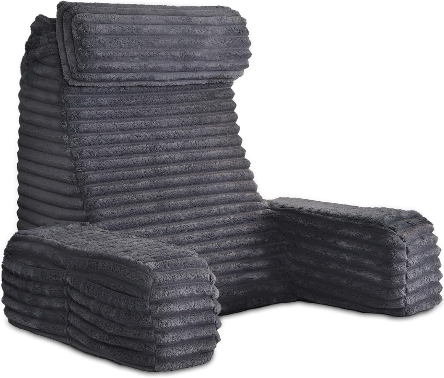 ENITYA 22″ XL Back Pillow for Bed Sitting Up, Reading Pillow with Armrests & Big Pockets, Soft Back Support Chair, Ideal for Watching TV, Gaming, Nursing, Resting, Post Surgery, Dark Grey