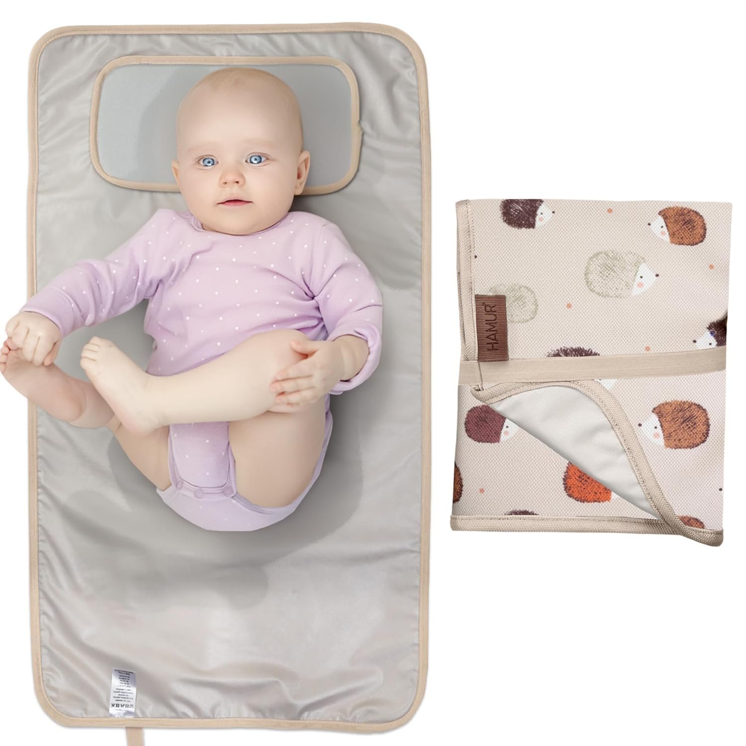 Hamur Home Portable Changing Pad – Waterproof, Washable & Easy Wipe Clean, Foldable Travel Baby Changing Mat for Diaper Bag, Compact & Lightweight, Must-Have for Newborns (Urchin Pattern)