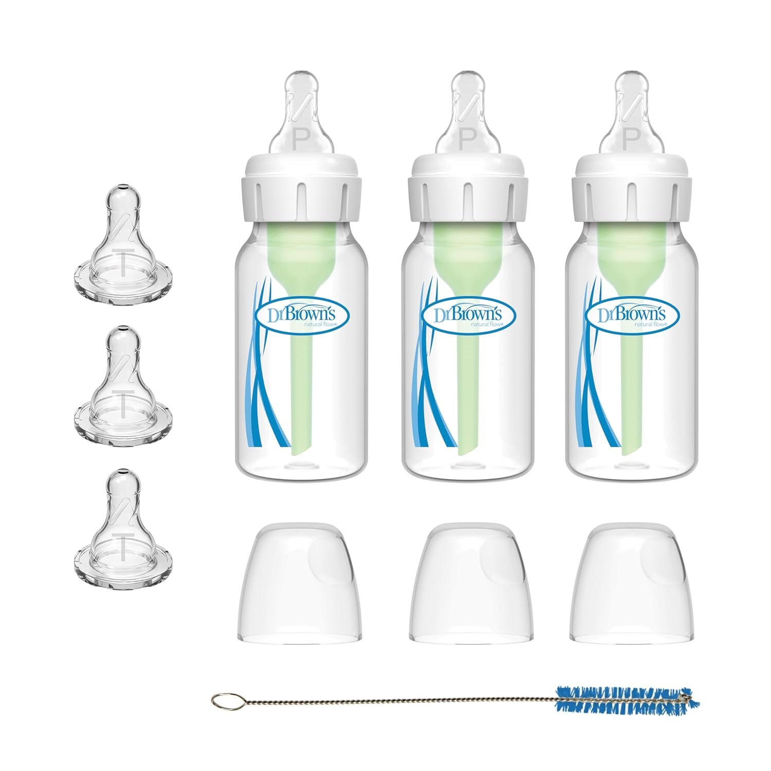 Dr. Brown’s Preemie Flow Bottle Set, Anti-Colic Options+ Baby Bottles with Preemie Flow and Level T Nipples, 4oz/120mL, 0m+ – 3 Pack