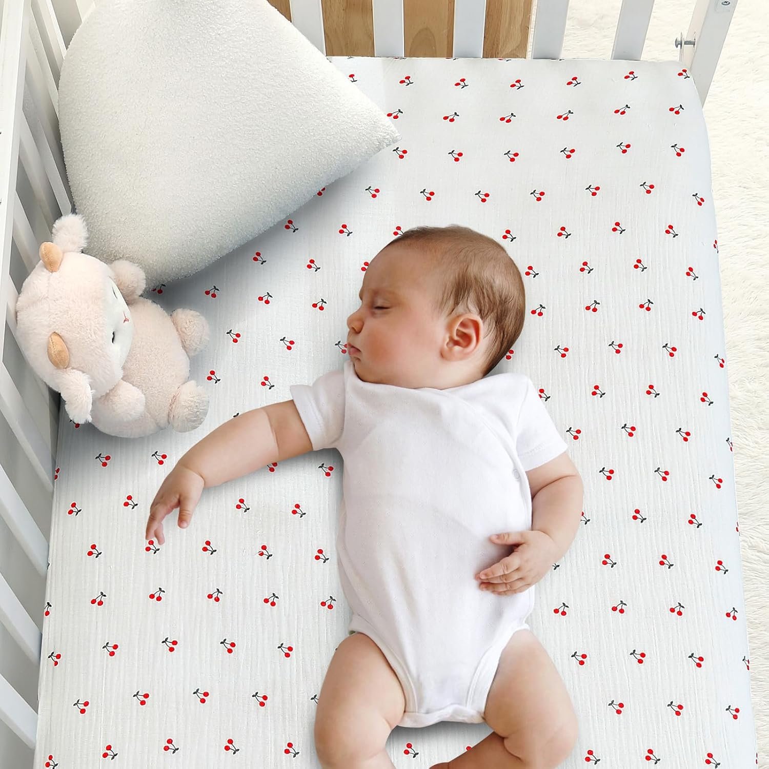 Muslin Crib Sheets, 100% Cotton Soft Breathable Fitted Toddler Bed Sheet, 28”x 52”x 9” Standard Size Baby Mattress Cover for Girls & Boys, Berry