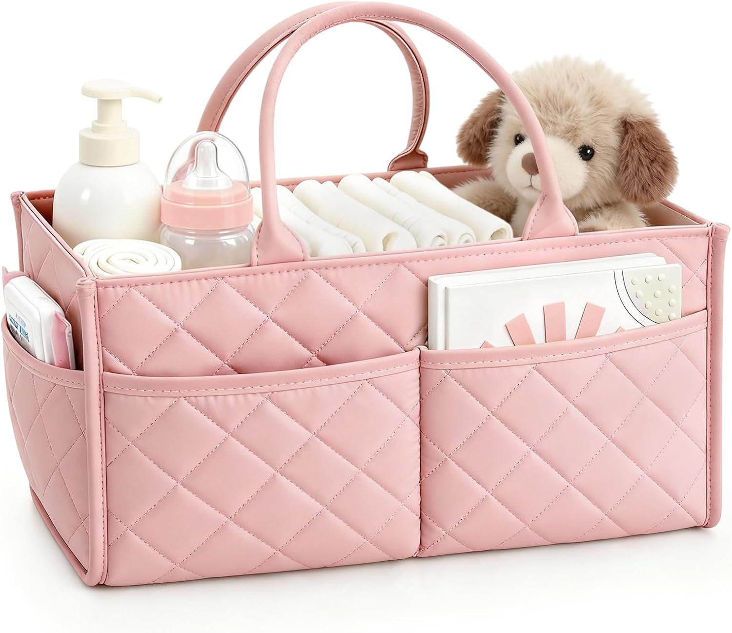 Tivellary Baby Diaper Caddy Organizer – Spacious Storage Basket for Newborn Essentials, Nursery & Diaper Station, Registry Essential, Dusty Rose