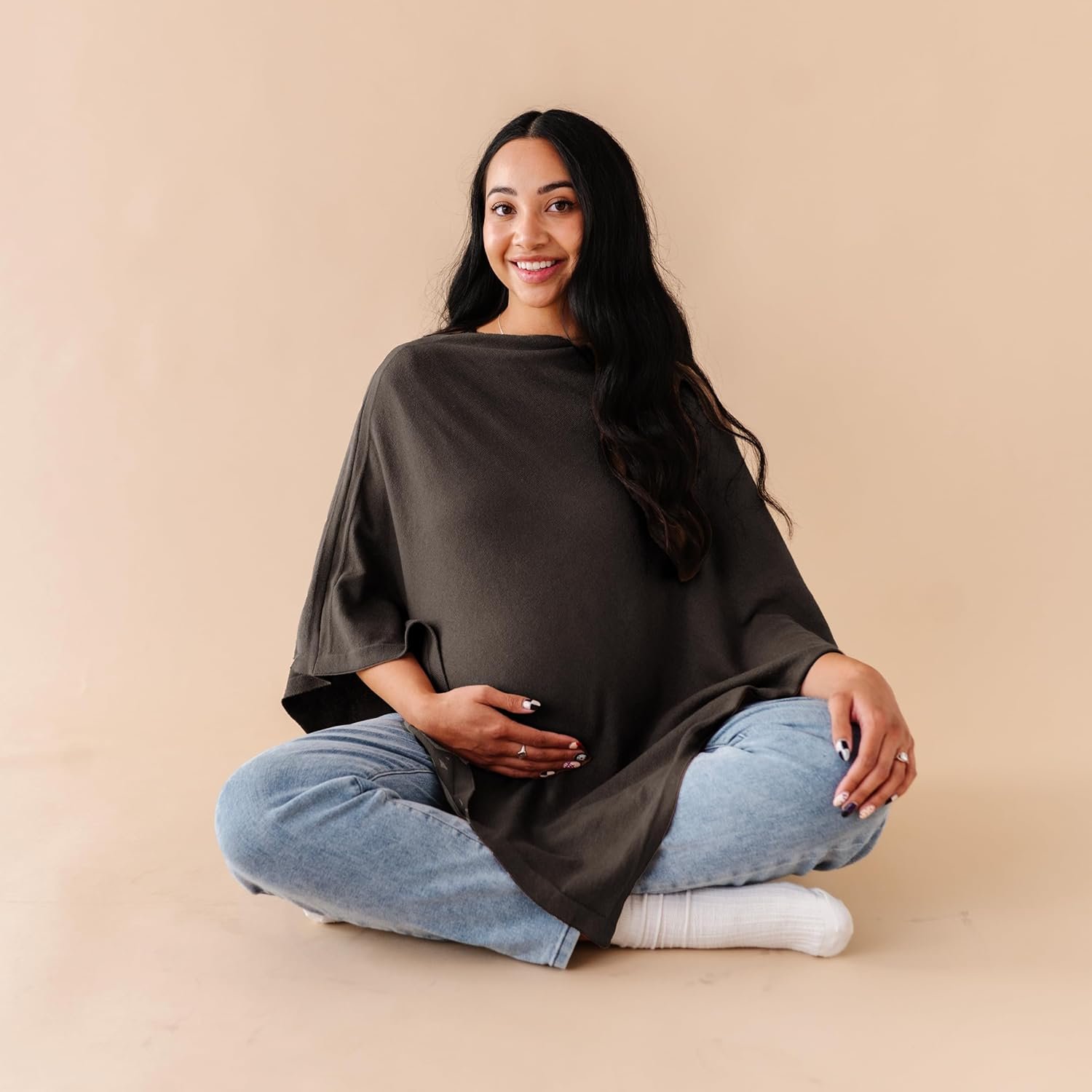 MakeMake Organics Knit Breathable Nursing Cover Up for Breastfeeding – Soft GOTS Certified Organic Cotton Breastfeeding Cover Up for Women – Privacy Feature, Gray