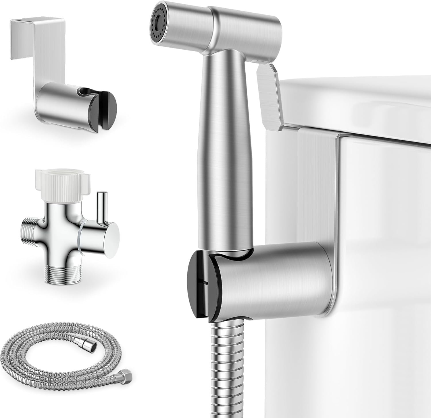 Handheld Bidet Sprayer for Toilet, Stainless Steel Jet Spray Kit Adjustable Pressure, Leak-Proof Jet Spray, Feminine Wash & Muslim Shower, Wall/Toilet Mount, Used for RV Toilets