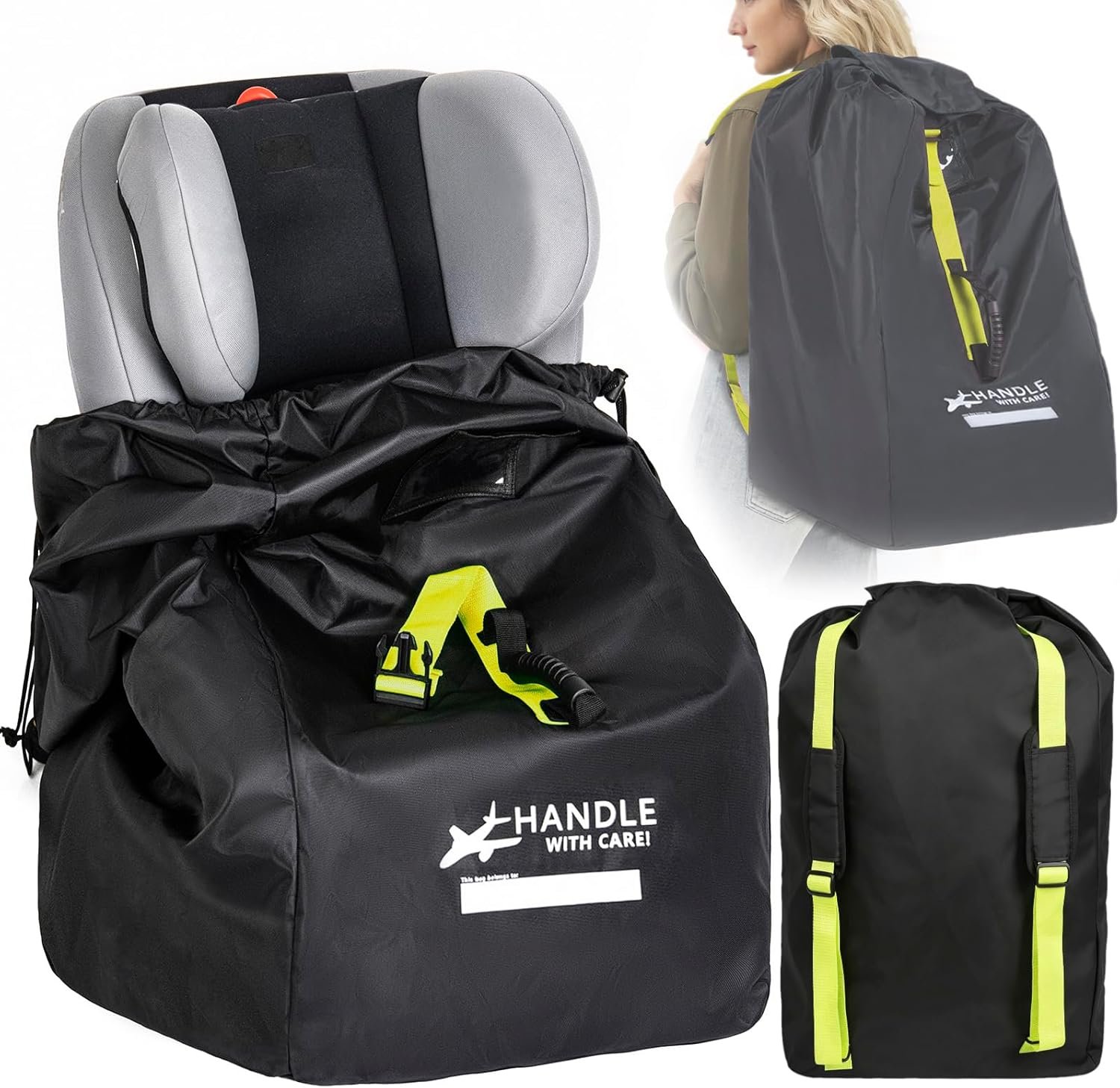 Car Seat Travel Bag for Airplane – Fits Infant Car Seats, Convertible Car Seats, Booster Seats, Car Seat Bases – for Worry-Saving, Effortless and Safe Travel