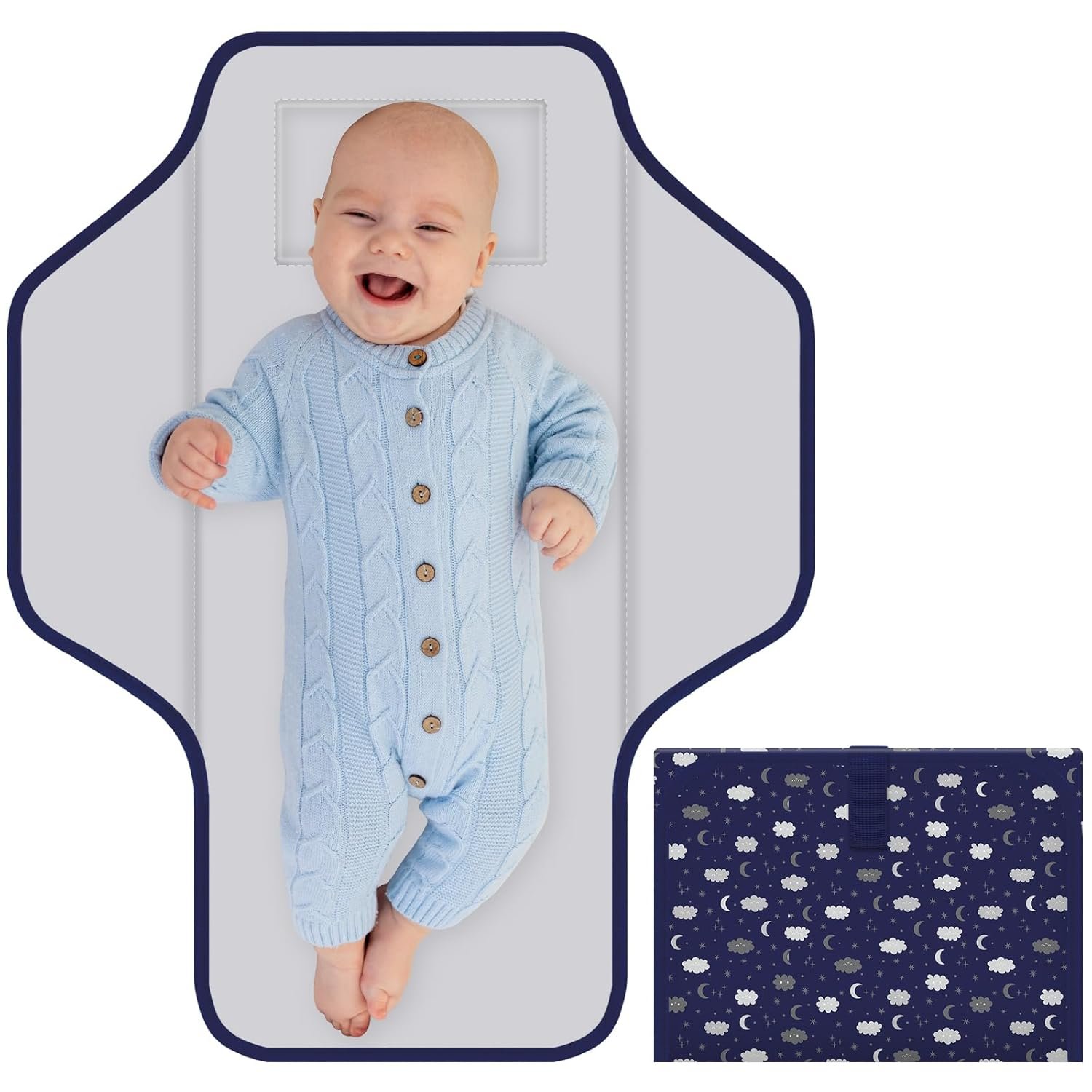 Portable Diaper Changing Pad for Baby & Toddler Waterproof Foldable Baby Changing Mat Built-in Pillow, Travel Infant Changing Pads for Moms Baby Changer Machine Washable