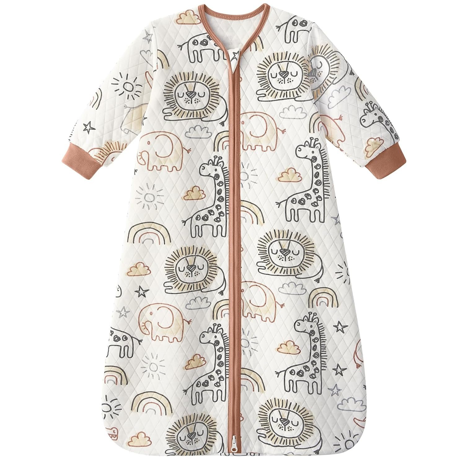 Yoofoss Baby Sleep Sack 0-6 Months 1.0 Tog Long Sleeve Sleep Sack Organic Cotton Wearable Blanket for Newborns 2-Way Zipper Quilted Sleeping Sacks(Small)