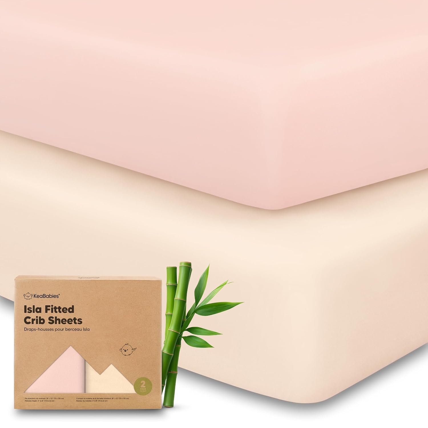 KeaBabies 2-Pack Baby Crib Sheets for Boys, Girls – 52×28 Viscose Derived from Bamboo Toddler Bed Sheets Neutral, Fitted Crib Mattress Cover for Standard Baby Bedding, Soft & Cozy (Cameo)
