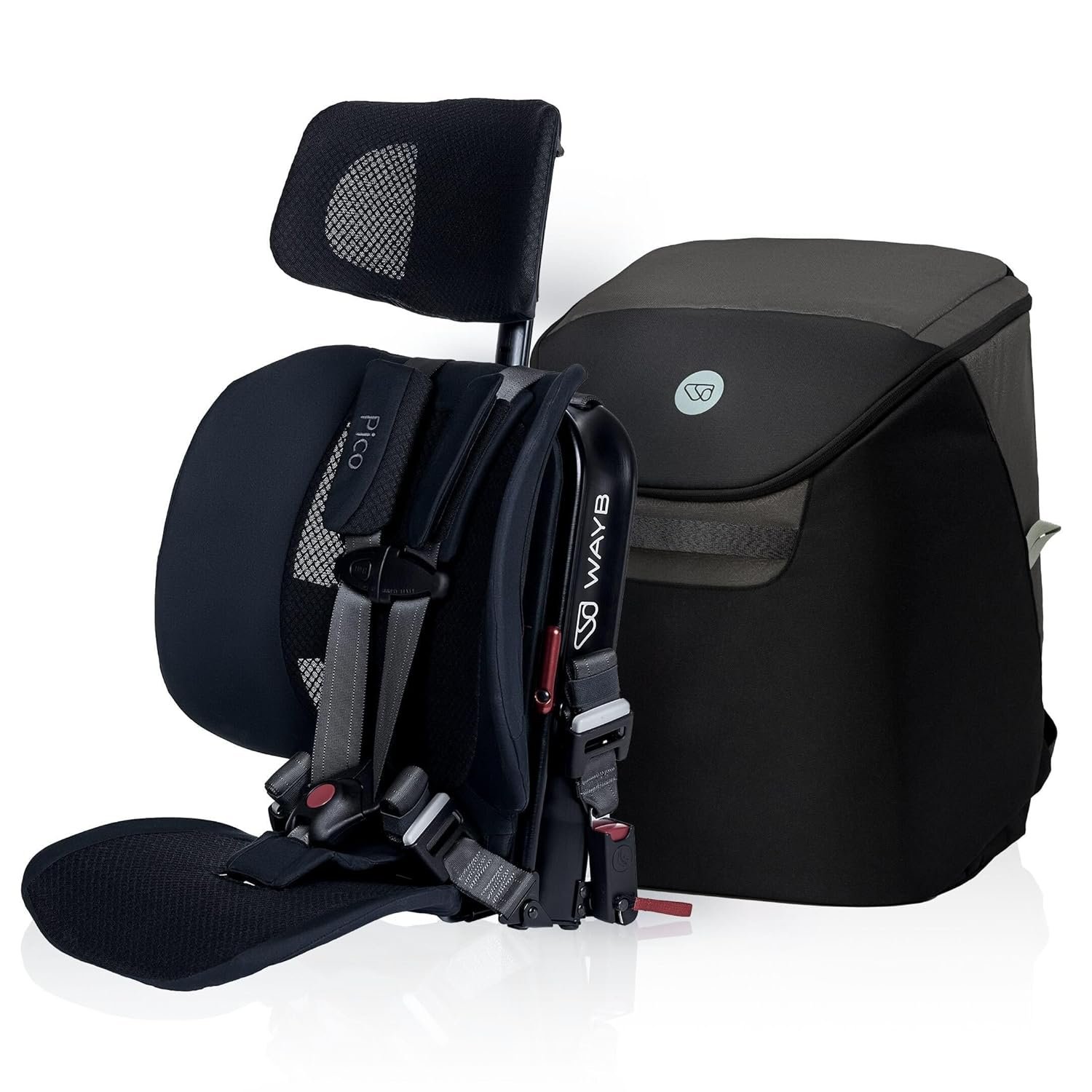 WAYB Pico Travel Car Seat with Premium Carrying Bag- Lightweight, Portable, Foldable – Perfect for Airplanes, Rideshares, and Road Trips – Forward Facing for Kids 26.5–50 lbs and 33.5–45″