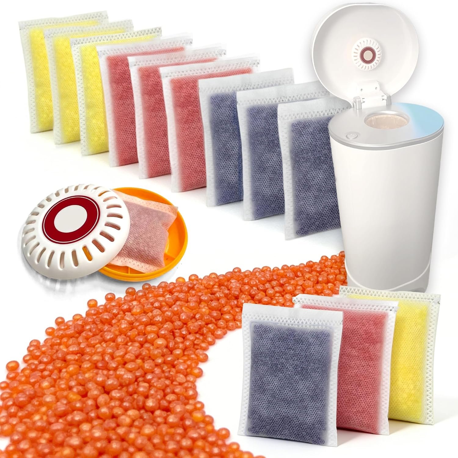 PurifyLogix 12 PCS Odor Remover Refills for Puck Baking Soda Cartridge, Diaper Pail Odor Eliminates for Munchkin Step and Pail Diaper Pails(4* Lavender + 4* Lemon+4* Grapefruit) (for 3.5″ Cartridge)