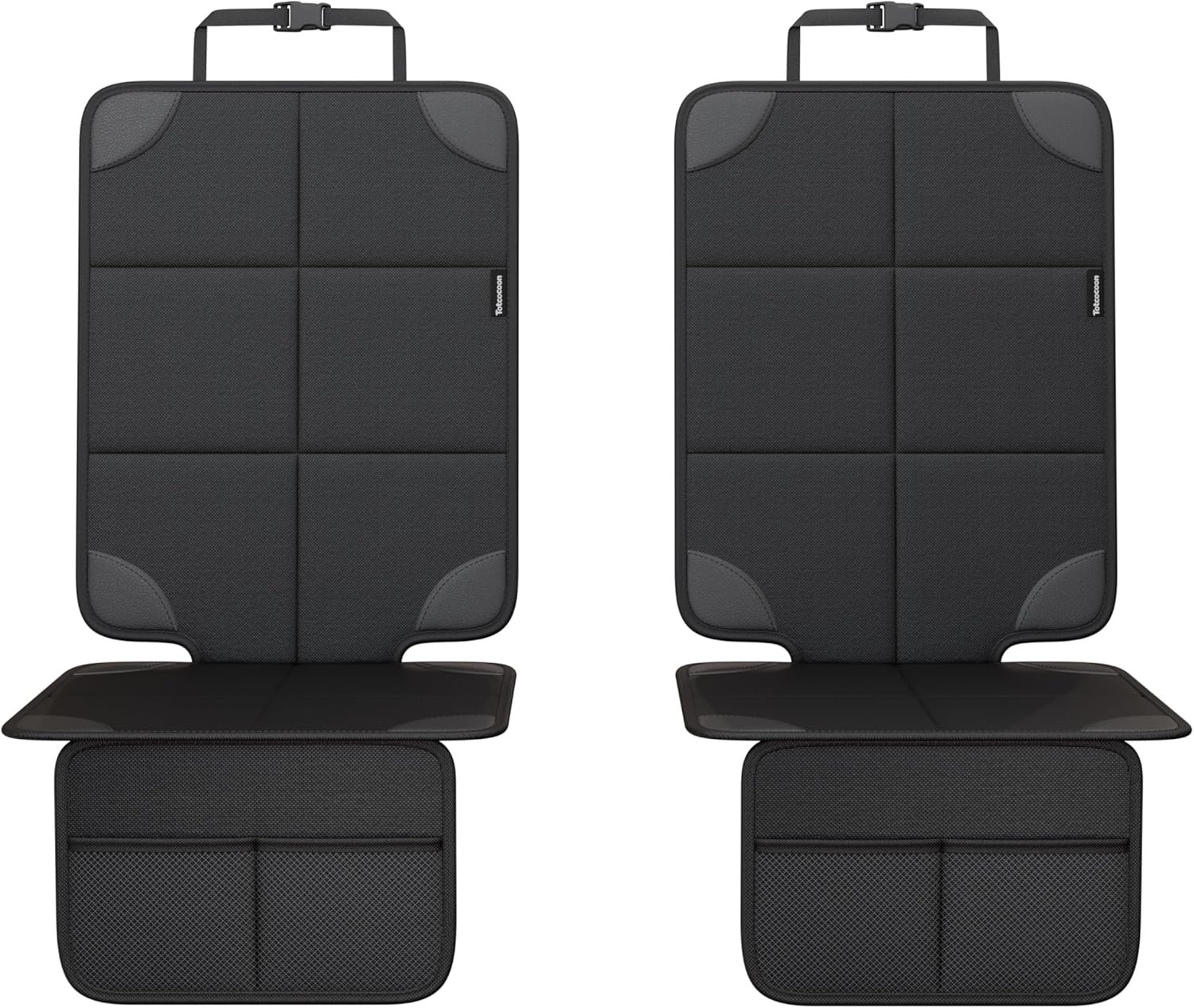 Car Seat Protector 2-Pack with Custom Zipper Storage Bag — Thickest Padding Seat Cushion Mat, 600D Oxford Waterproof Fabric, Non-Slip Backing, Mesh Pockets