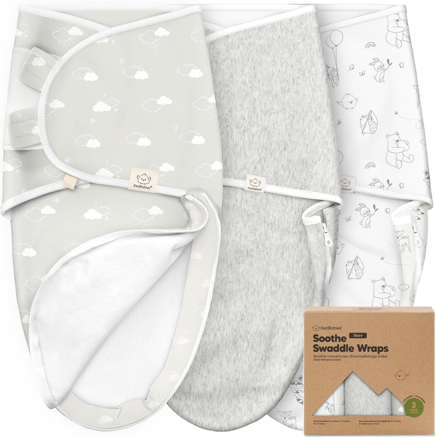 Baby Swaddle Sleep Sacks with Zipper – 3-Pack Swaddles for Newborns 0-3 Months, Infant, Baby Girls, Boys, Soft & Durable Newborn Sleep Sack, Easy Diaper Change Swaddling Blanket (Aspire, OS)