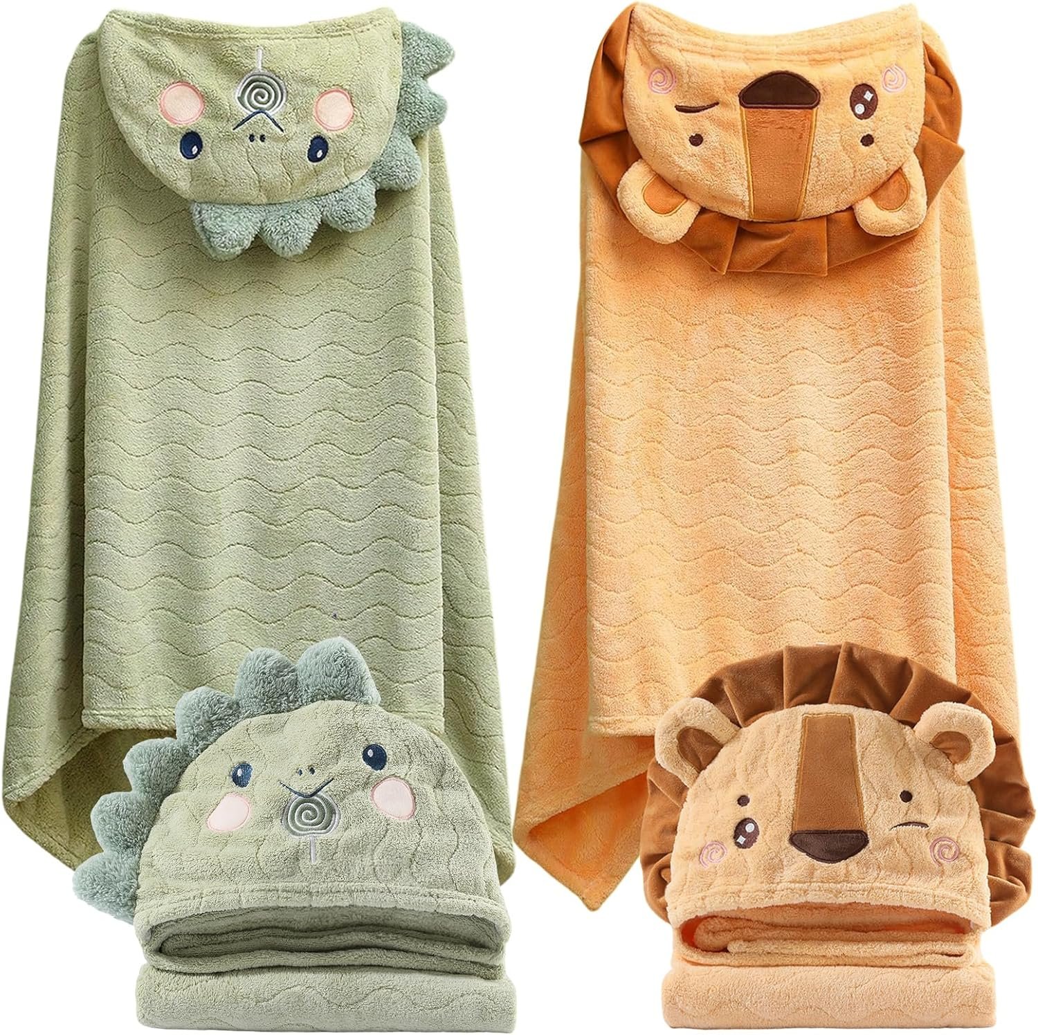 Toddler Towels with Hood for Boys Girls 0-6 Years 2-Pack Hooded Baby Bath Towels for Kids 27.5″X55″ Ultra Absorbent Soft Thick Toddler Bath Towel Baby Beach Towel Bathrobe Toallas para Bebe