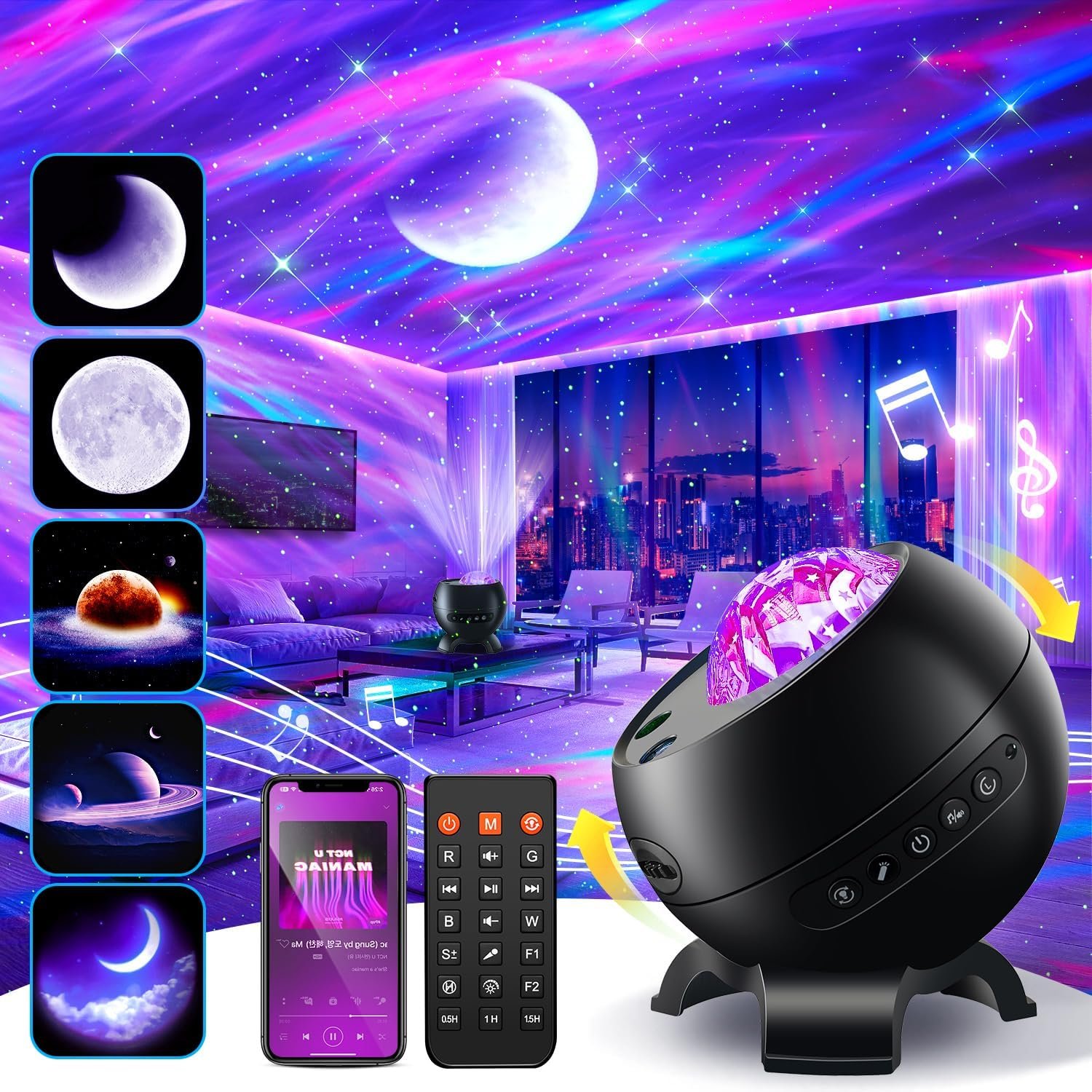 Staryou Birthday Gifts for Teen Girls & Boys – Northern Galaxy Light Projector with 15 White Noise Bluetooth Speaker, Trendy Stuff Aurora Night Light Bedroom Decor