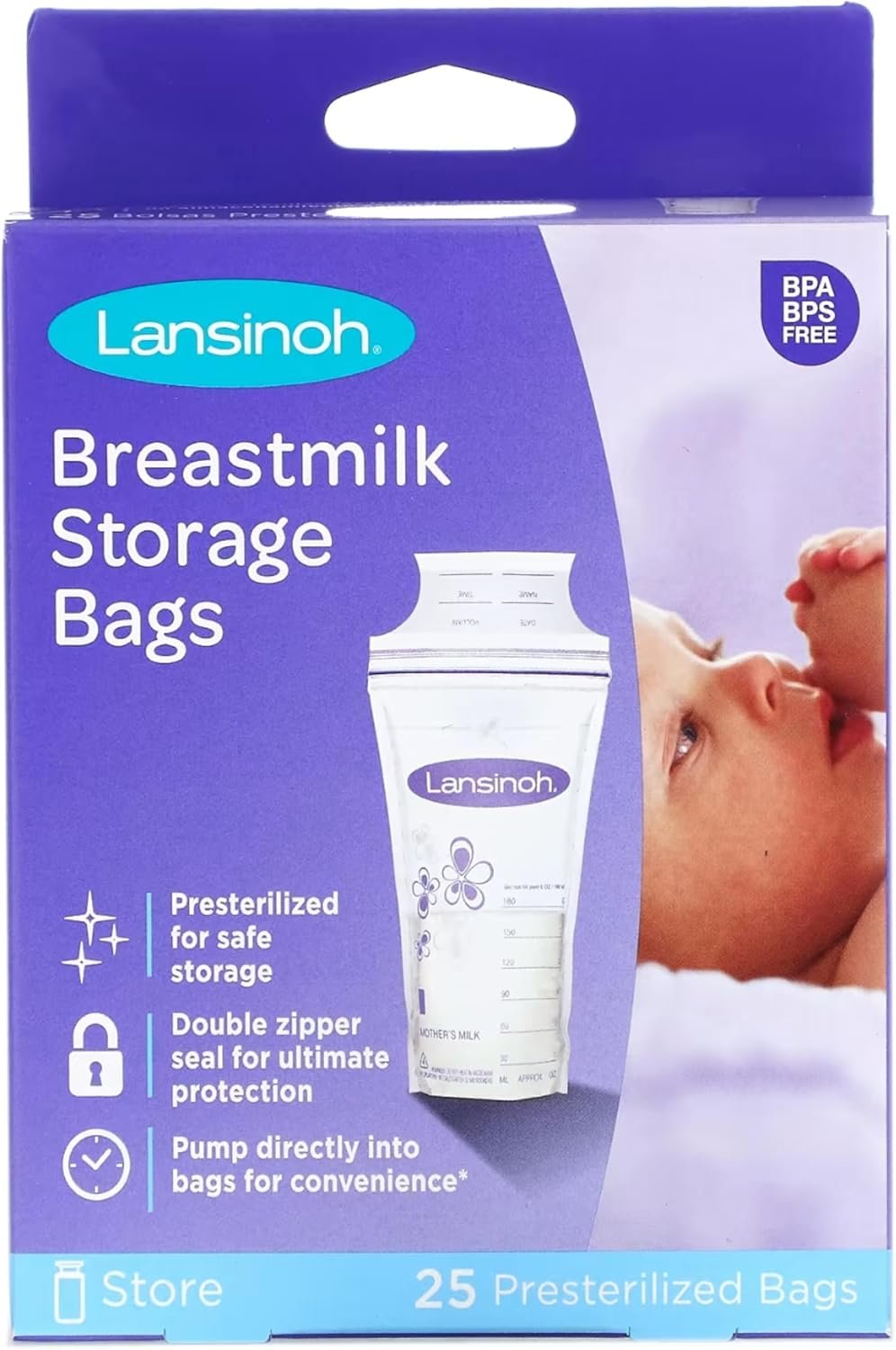 Lansinoh Breastmilk Storage Bags 25 Each ( Pack of 3)