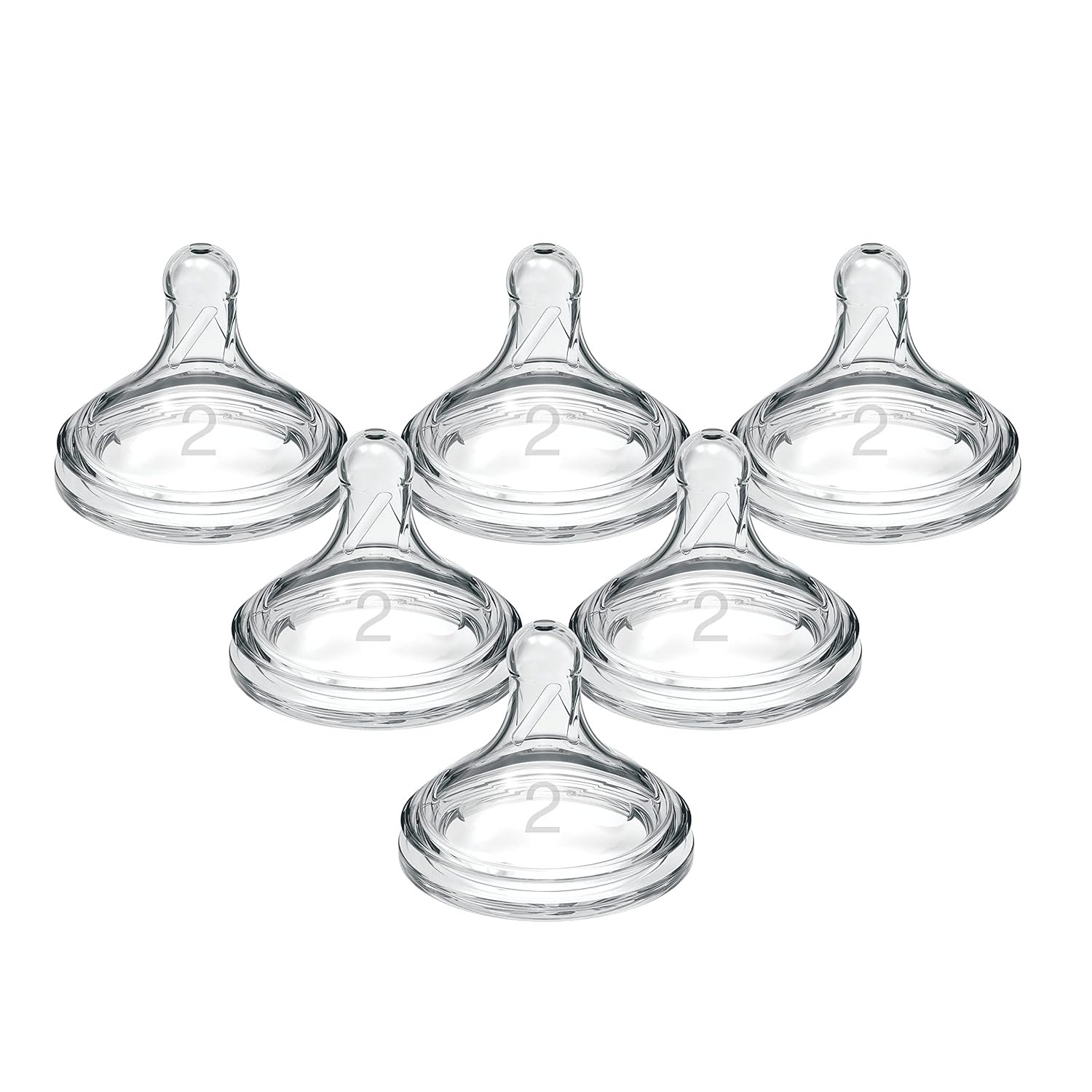 Dr. Brown’s Natural Flow® Level 2 Wide-Neck Baby Bottle Silicone Nipple, Medium Flow, 3m+, 100% Silicone Bottle Nipple, 6 Pack