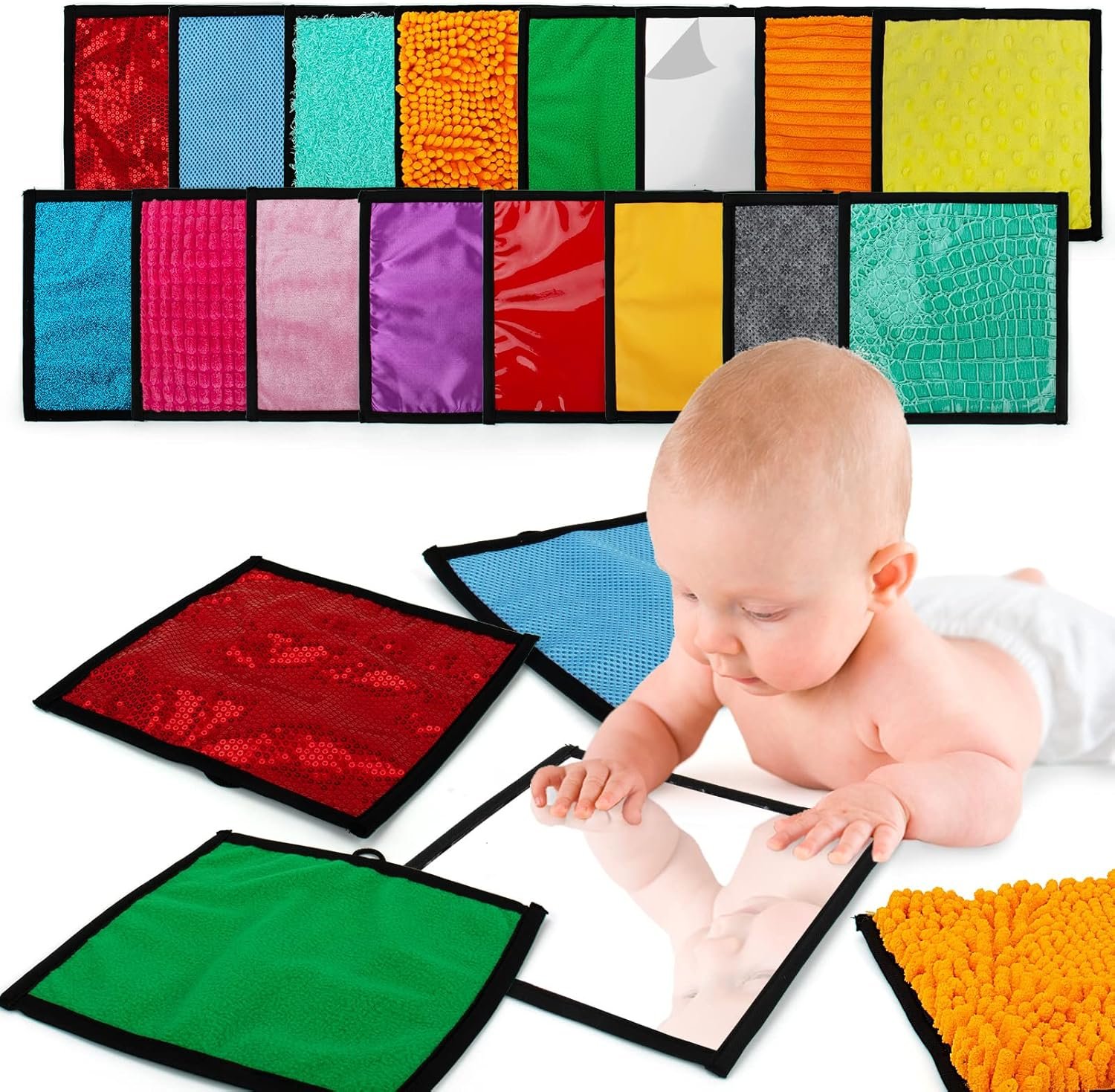 16 Set Sensory Mini Mats Assorted Textured Sensory Floor Tiles – Sensory Walls, Early Sensory Exercise Sensory Mats Sensory Toys for Autistic Children Kids Baby Toddler Fidgeting Activity