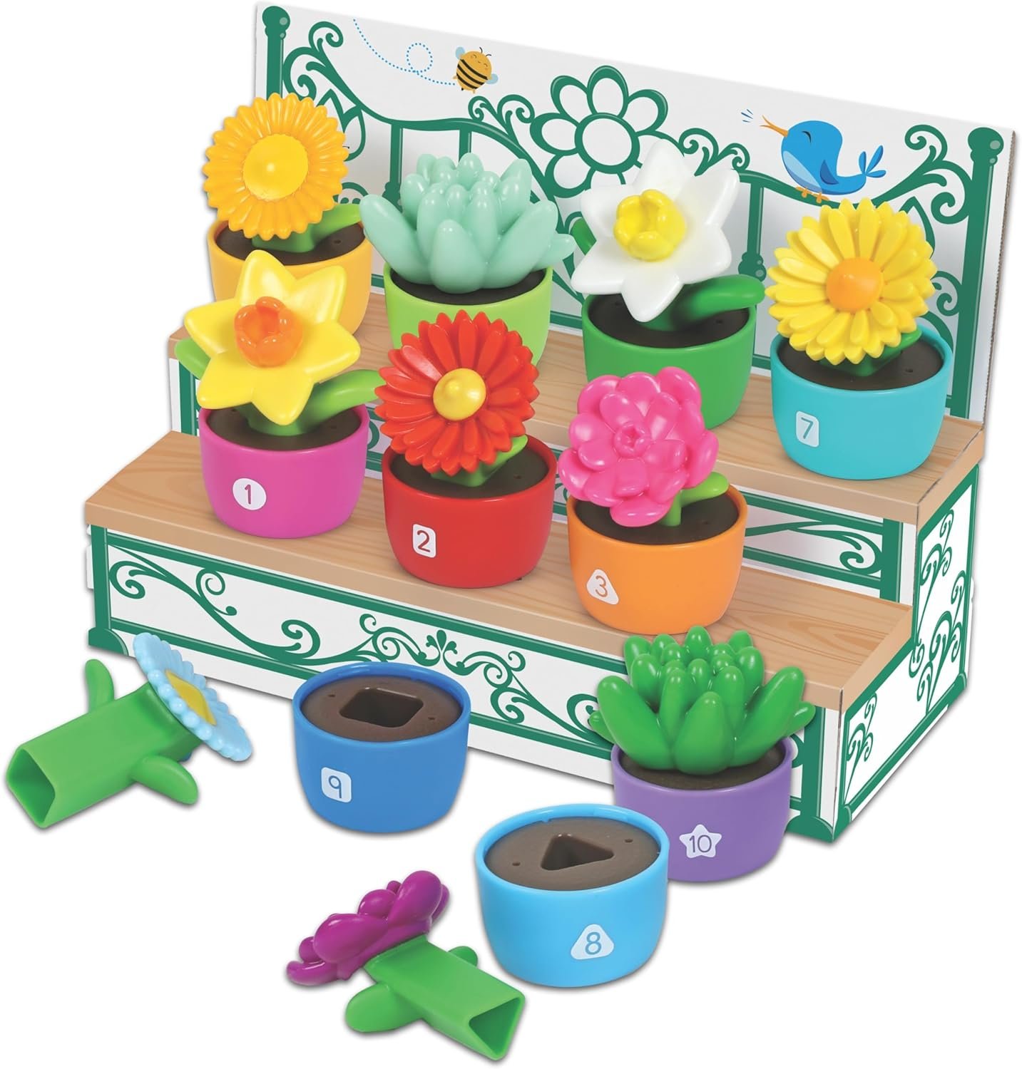 Learning Resources Shape & Color Garden – Montessori Toddler Toys, Sorting Sensory Toys, Kids Gardening Set, Flower Building Set, Preschool Learning Activities, Educational Montessori Toddler Gifts