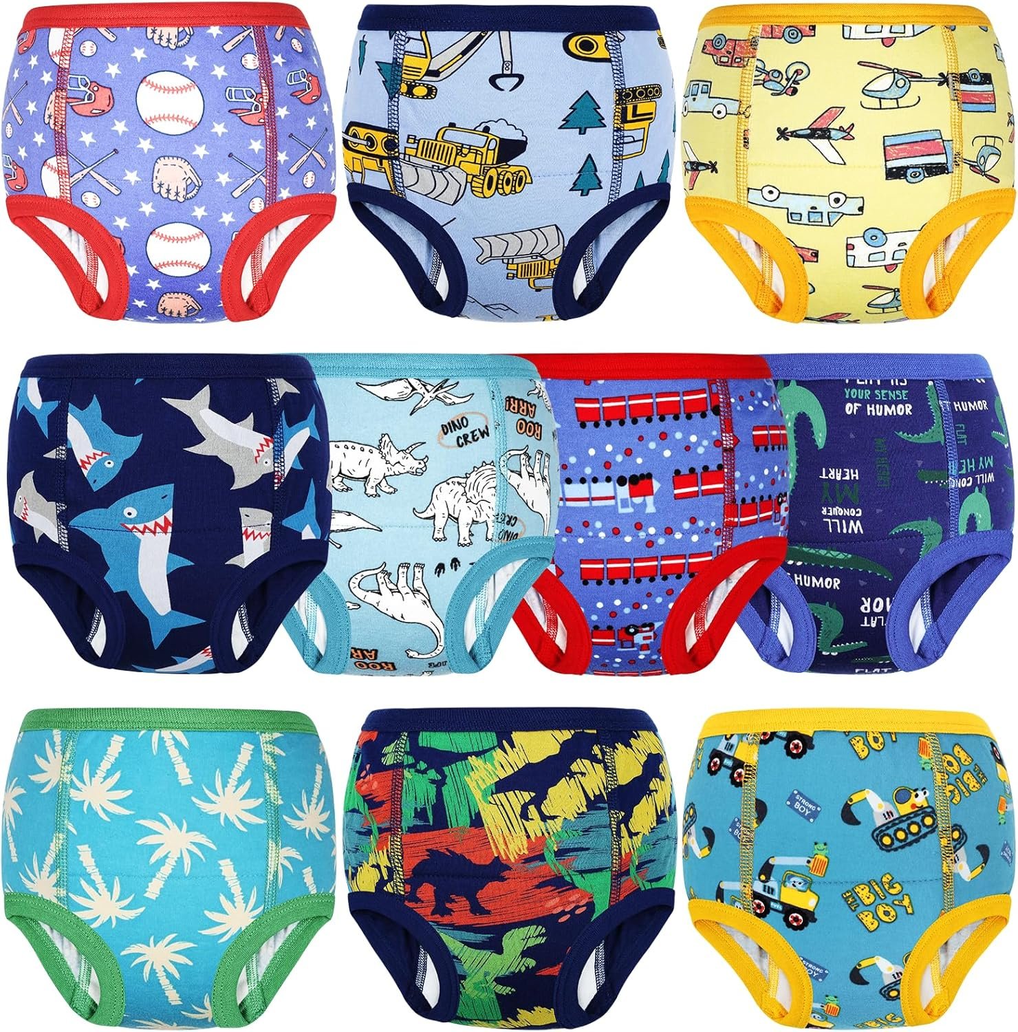 MooMoo Baby Cotton Training Underwear 10 Packs Absorbent Potty Training Pants for Girls and Boys 3T