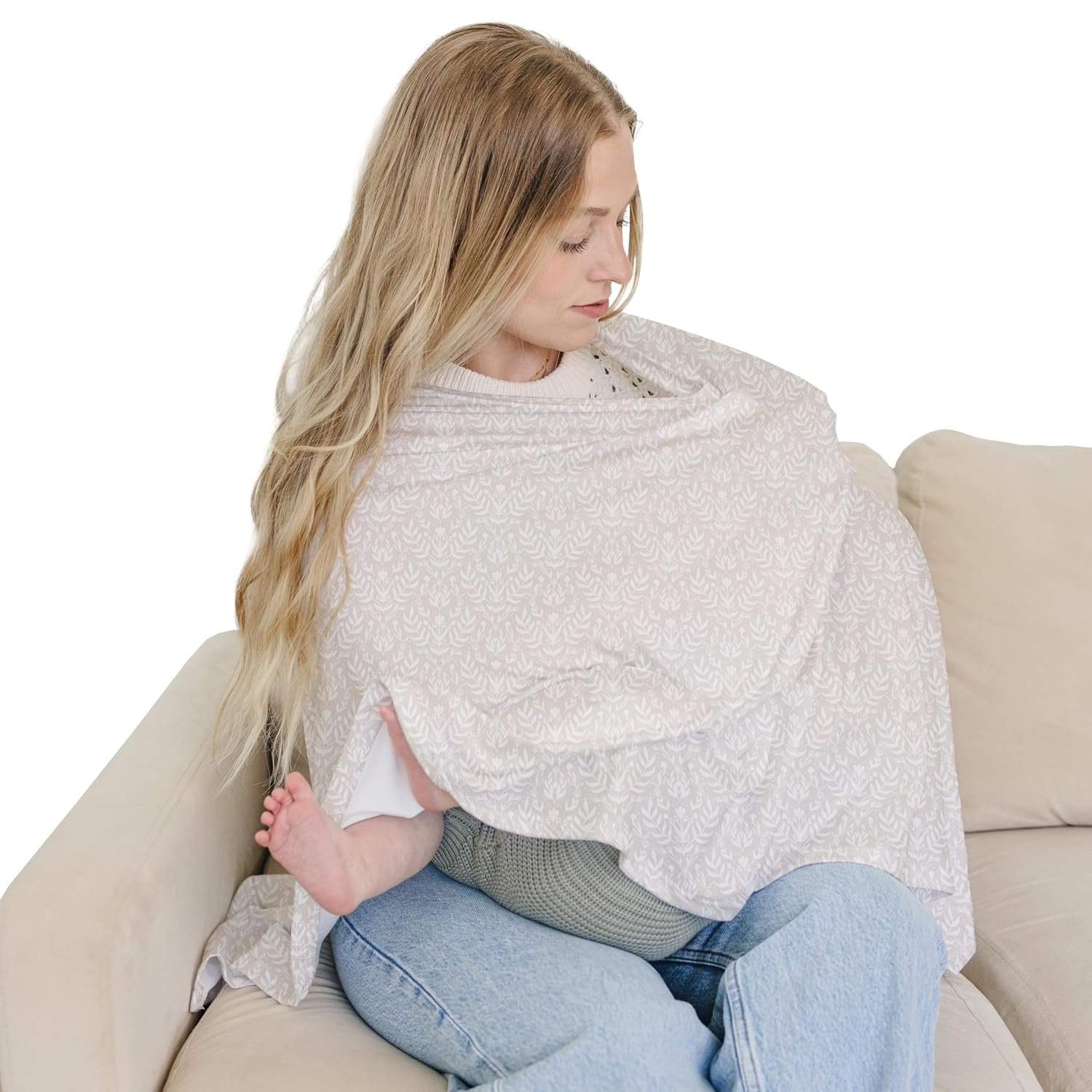 Sorrel + Fern Nursing Cover Up for Breastfeeding – Breathable Breastfeeding Cover with Removable Arch Neckline for Women – Breast Feeding Covers for Women (Meadow Reflection)