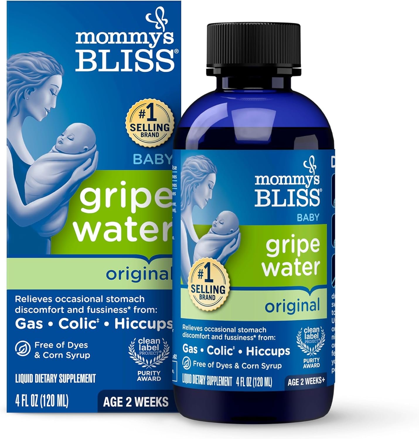 Mommy’s Bliss Gripe Water Original, Infant Gas & Colic Relief, Gripe Water for Babies, Gentle & Safe, 2 Weeks+, 4 Fl Oz (Pack of 1)
