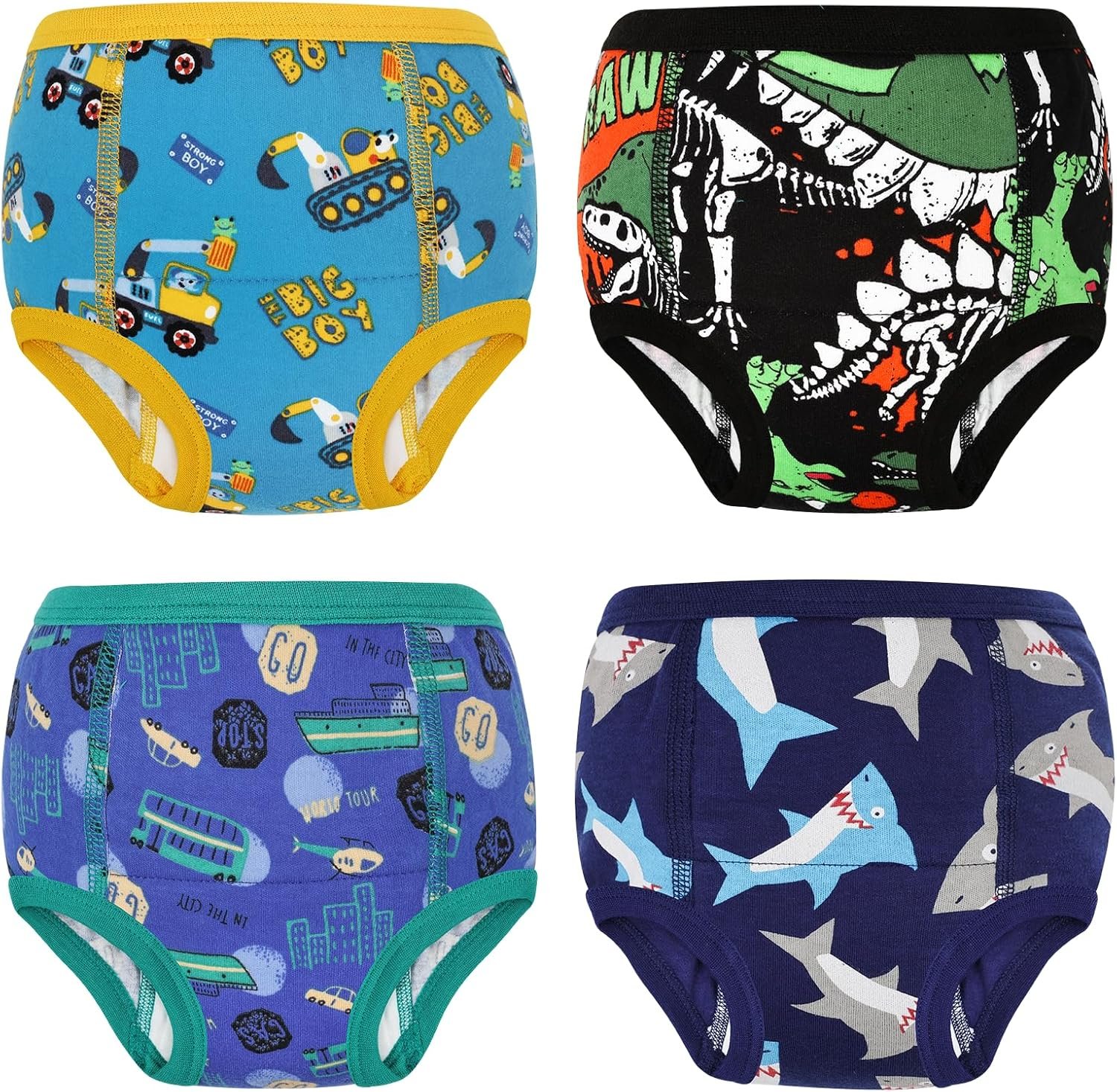 MooMoo Baby Cotton Potty Training Underwear 4 Packs Absorbent Training Pants for Boys 2T
