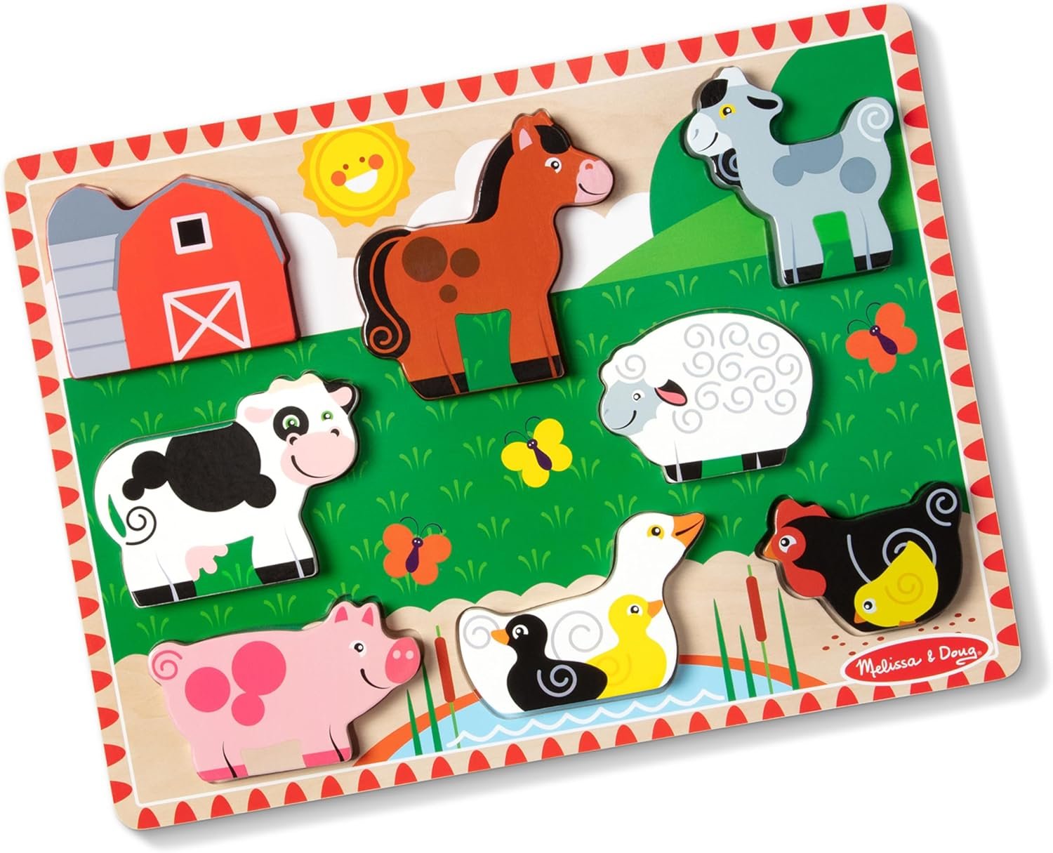Melissa & Doug Farm Wooden Chunky Puzzle (8 pcs) – FSC Certified