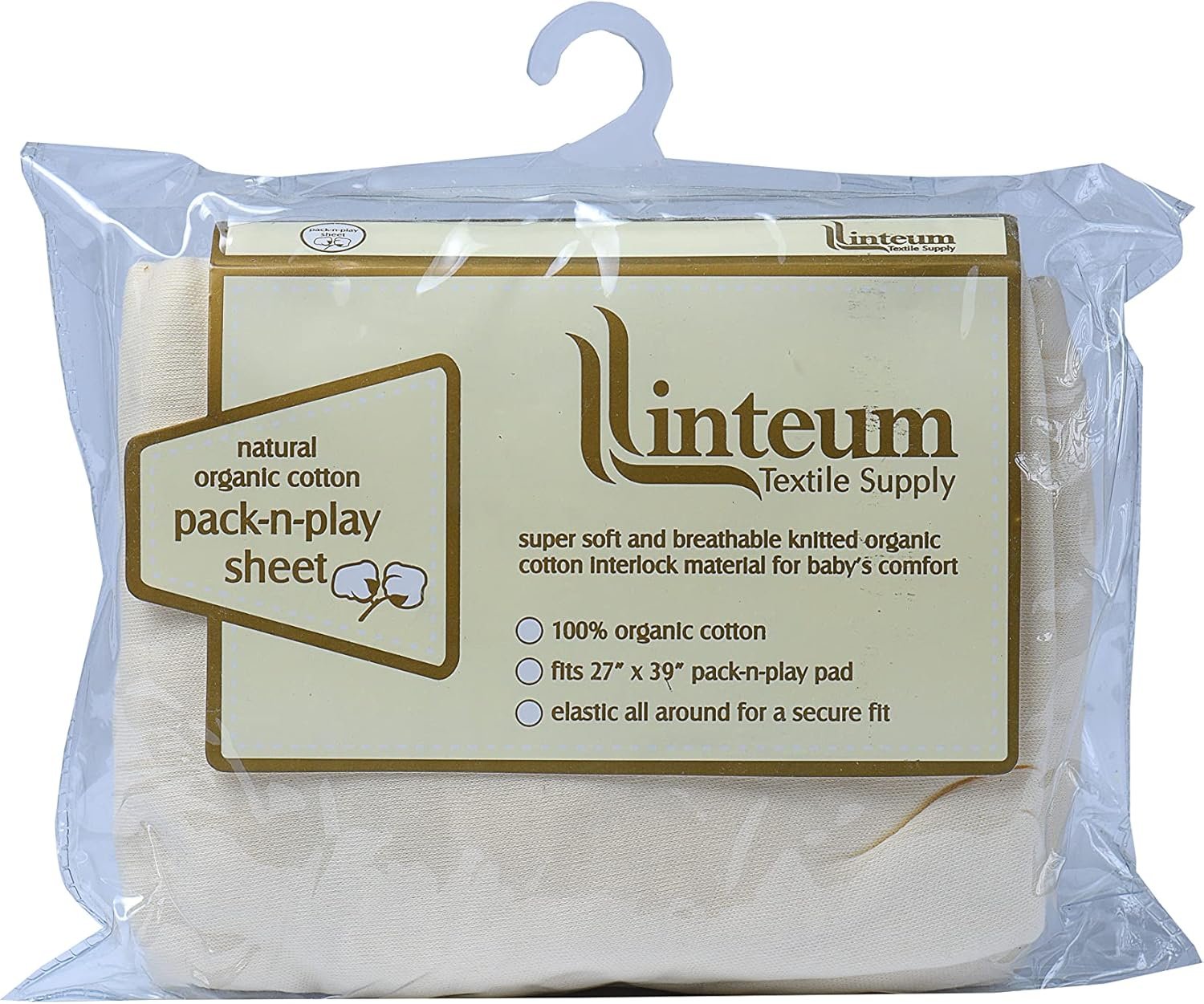 Linteum Textile Premium Jersey Knit Baby Crib Fitted Sheet, 100% Cotton (1, Beige)