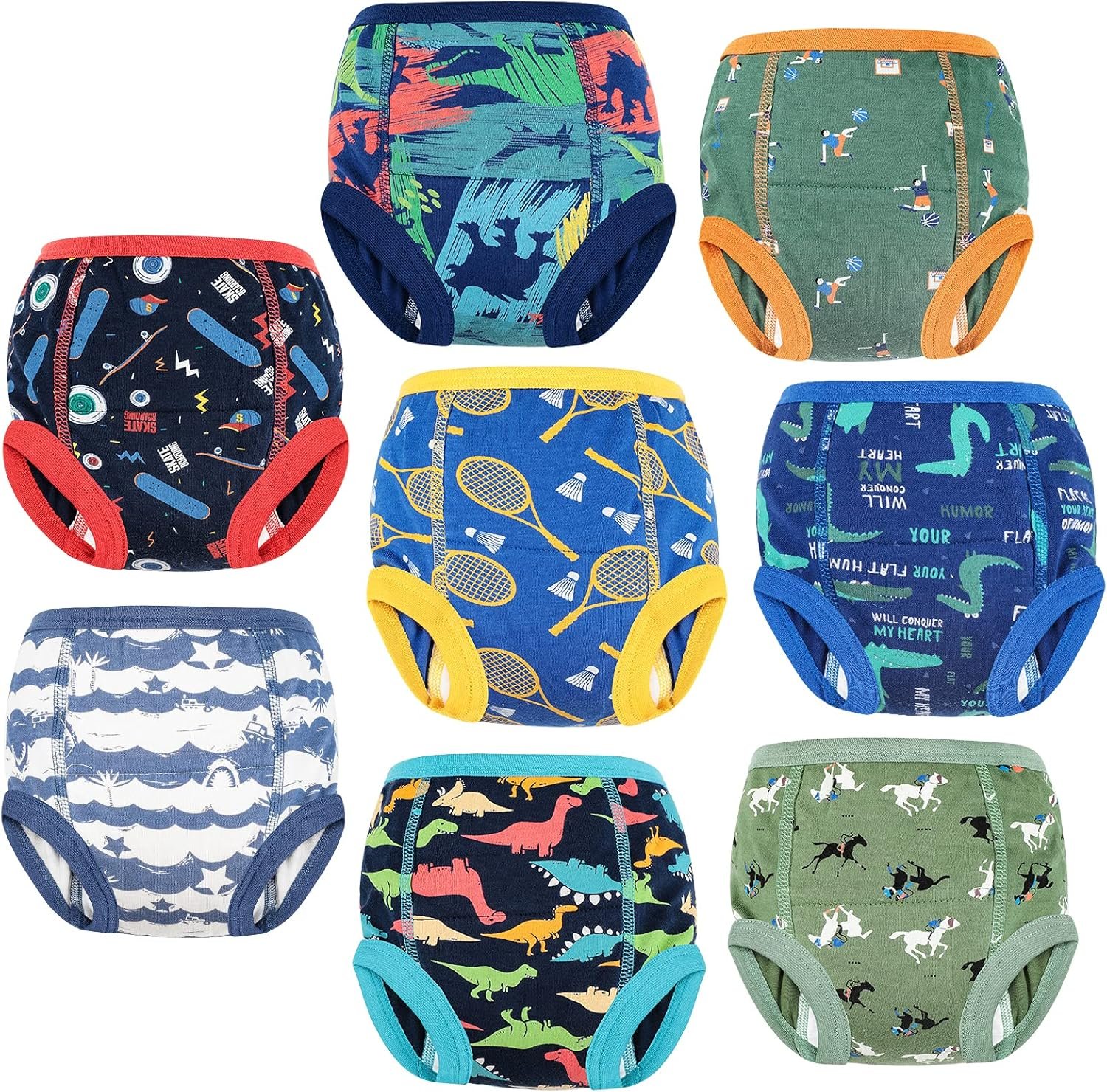 MooMoo Baby 8 Packs Potty Training Pants Cotton Absorbent Training Underwear for Toddler Boy and Girls 2T-9T