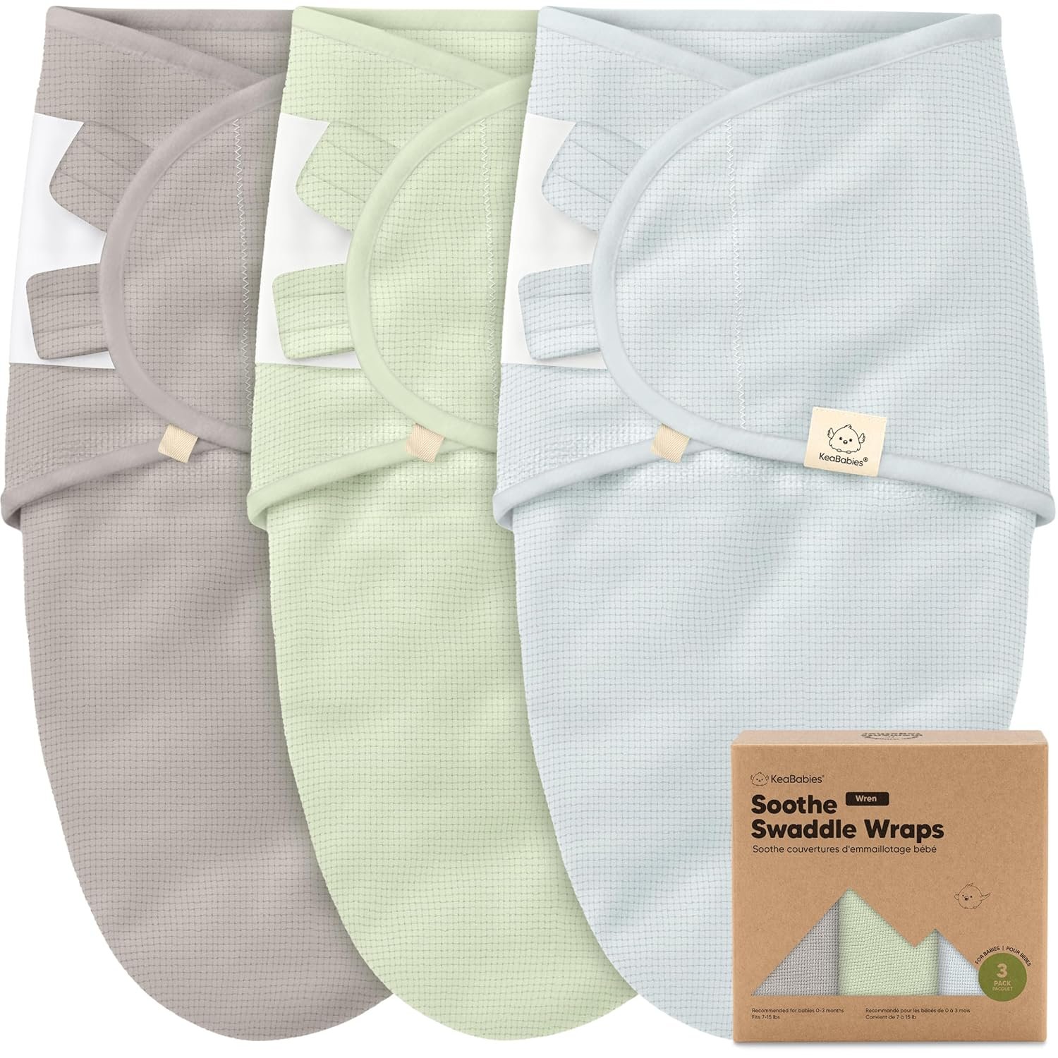 3-Pack Organic Swaddles for Newborns, Baby Sleep Sacks 0-3 Months – Baby Swaddle Wrap, Newborn Wearable Blanket, Infant Sleep Sack for Girls, Boys, Soft & Snug, Large Hook & Loop Closure (Ripple)