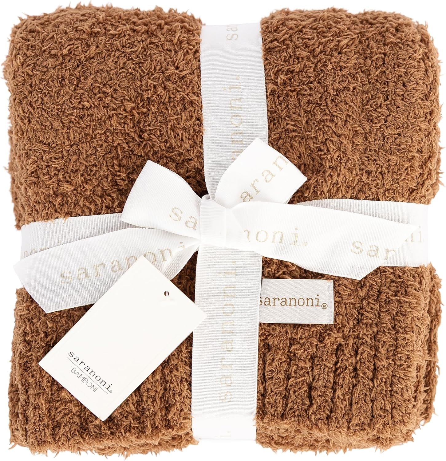 Saranoni Bamboni Luxury Baby Blanket | Cozy & Soft Plush Receiving Blankets | Perfect for Girls & Infant Baby Boy Blankets | Caramel – 30” x 40″