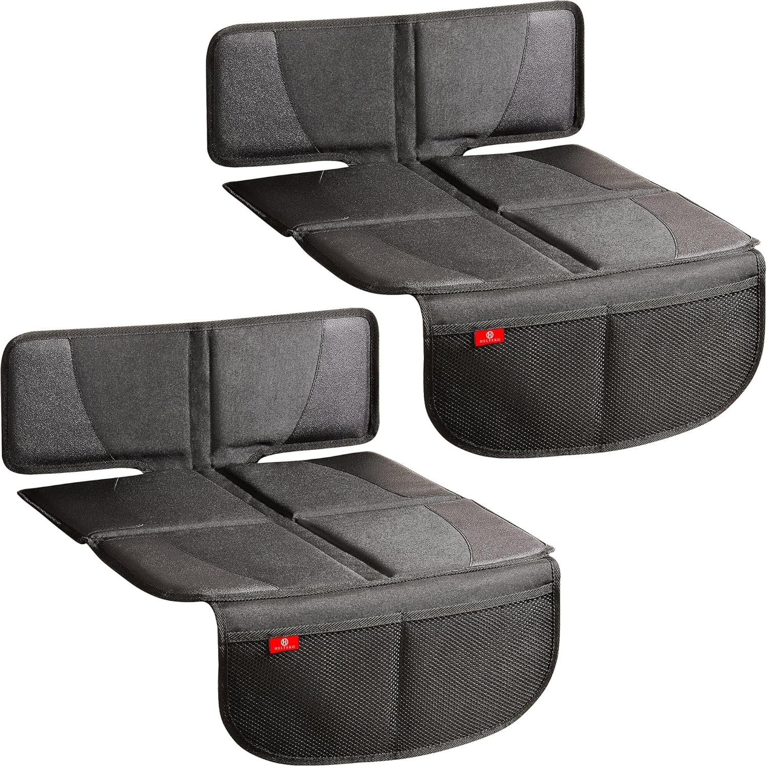 Helteko Carseat Protector with Thickest Padding, 2 Pack Auto Seat Pad from Waterproof & Stain Resistant for Child Baby , Kick Mat Material for Leather and Fabric Seat