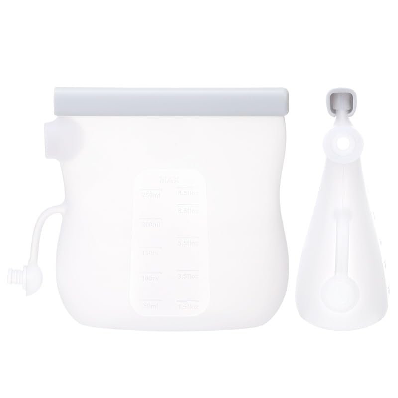 Kids Heroes Reusable Breastmilk Storage Bags, BPA-Free Food-Grade Silicone, Double Seal, Transparent, 8oz/240ml, Set of 5
