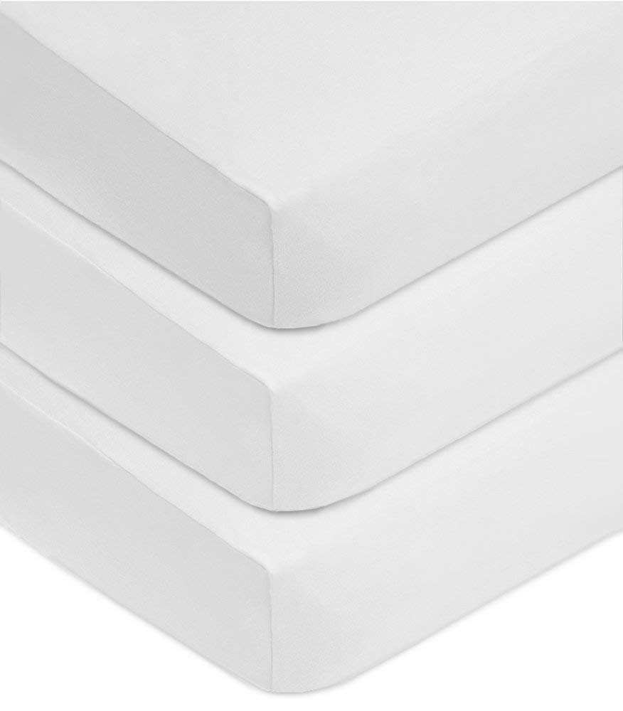 American Baby Company 3 Pack 100% Natural Cotton Fitted Crib Sheets 52″ x 28″ – Soft, Breathable, Hypoallergenic & Gentle Toddler Bed Sheets, White, Neutral for Boys & Girls