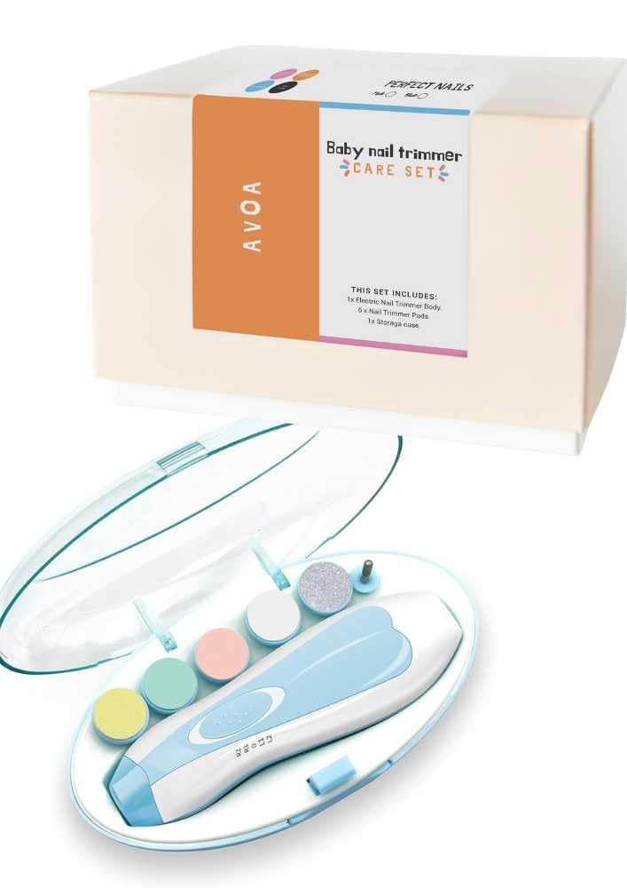 AVOA Baby Nail Trimmer Electric – Safe Quick Trim, No Cuticle Damage, LED Light, Quiet, Ergonomic, Baby Nail File Kit, Toddler Nail Clipper, Electric Nail File for Baby, Nail Filer, Blue