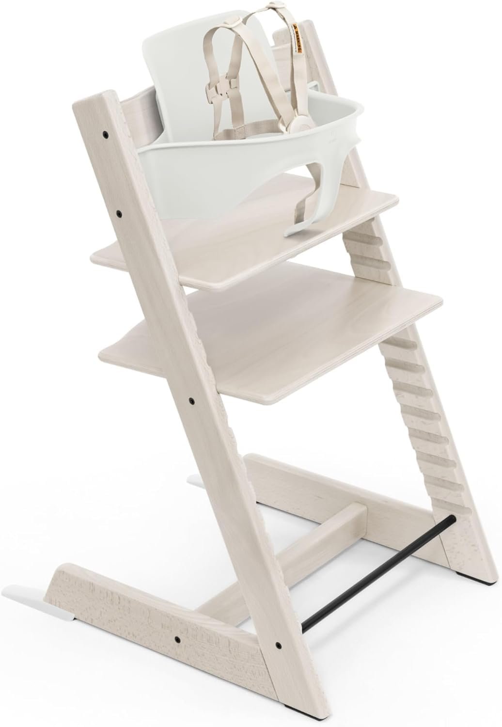 Stokke Tripp Trapp High Chair 2, Whitewash – Includes Chair + Baby Set with Removable Harness for Children 6-36 Months – Adjustable, Ergonomic & Easy to Clean