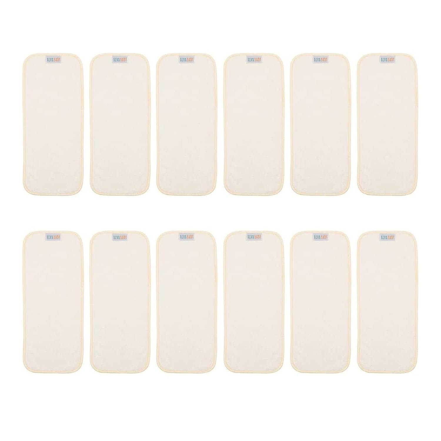 ALVABABY 12PCS Cloth Diaper Inserts/Reusable Washable 3-Layers Super Soft Inserts for Cloth Diapers Covers 12X
